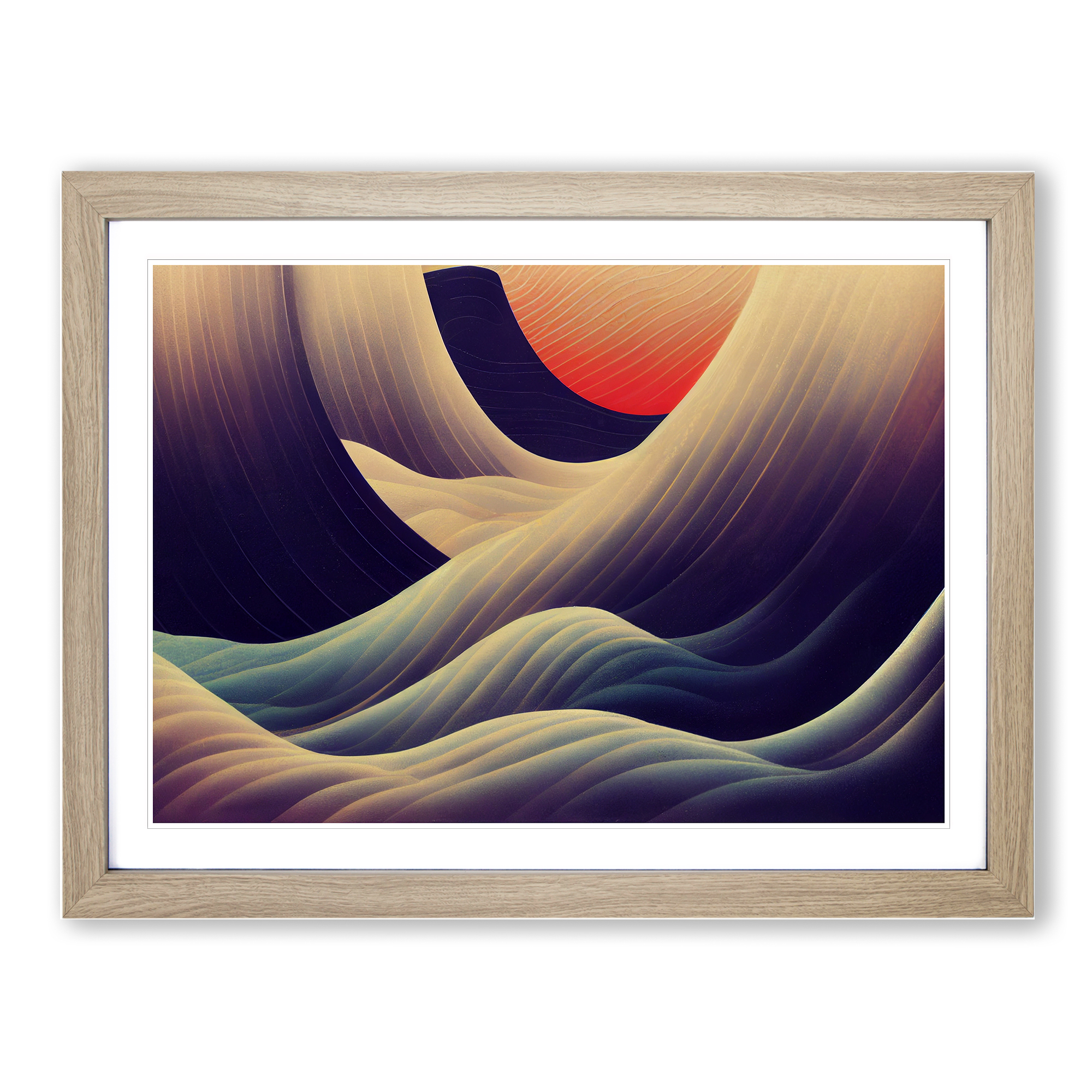 Surreal Ocean Waves Abstract Wall Art Print Framed Canvas Picture ...