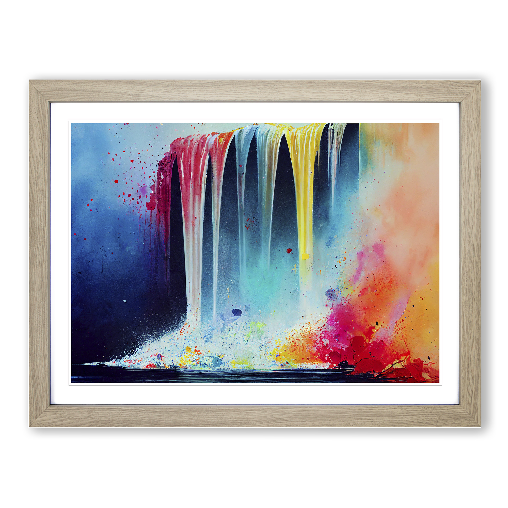 Waterfall Paint Splatter Vol.3 Abstract Wall Art Print Framed