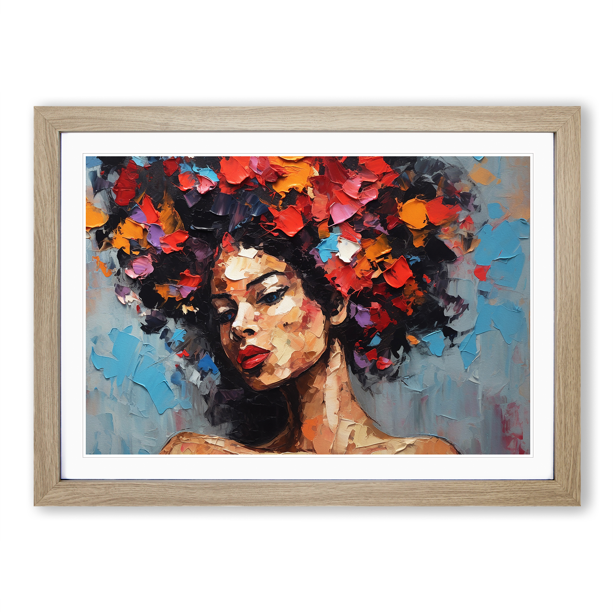 Quadro Poster Donna con Coltello Afro Palette Incorniciato Tela Wall Art Stampa - Foto 6 di 8