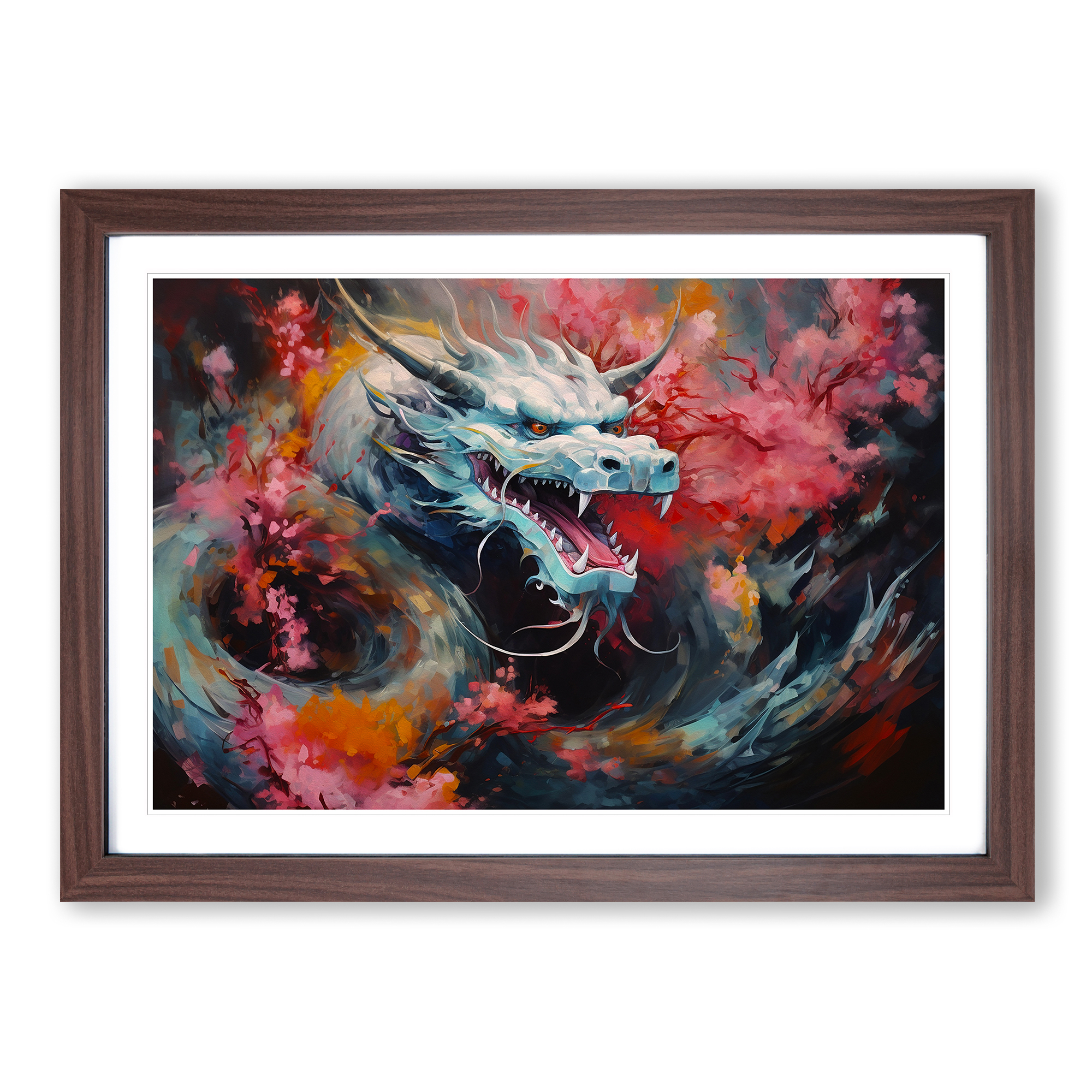Chinese Dragon Abstract Framed Wall Art Poster Canvas Print Picture Home - Picture 8 of 9