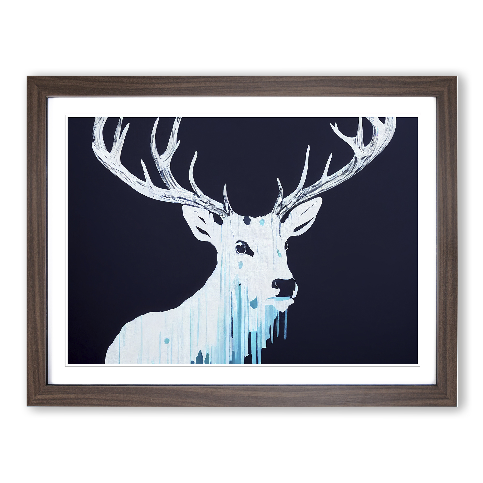 Ice Cool Stag Abstract Wall Art Print Framed Canvas Picture Poster Decor-image