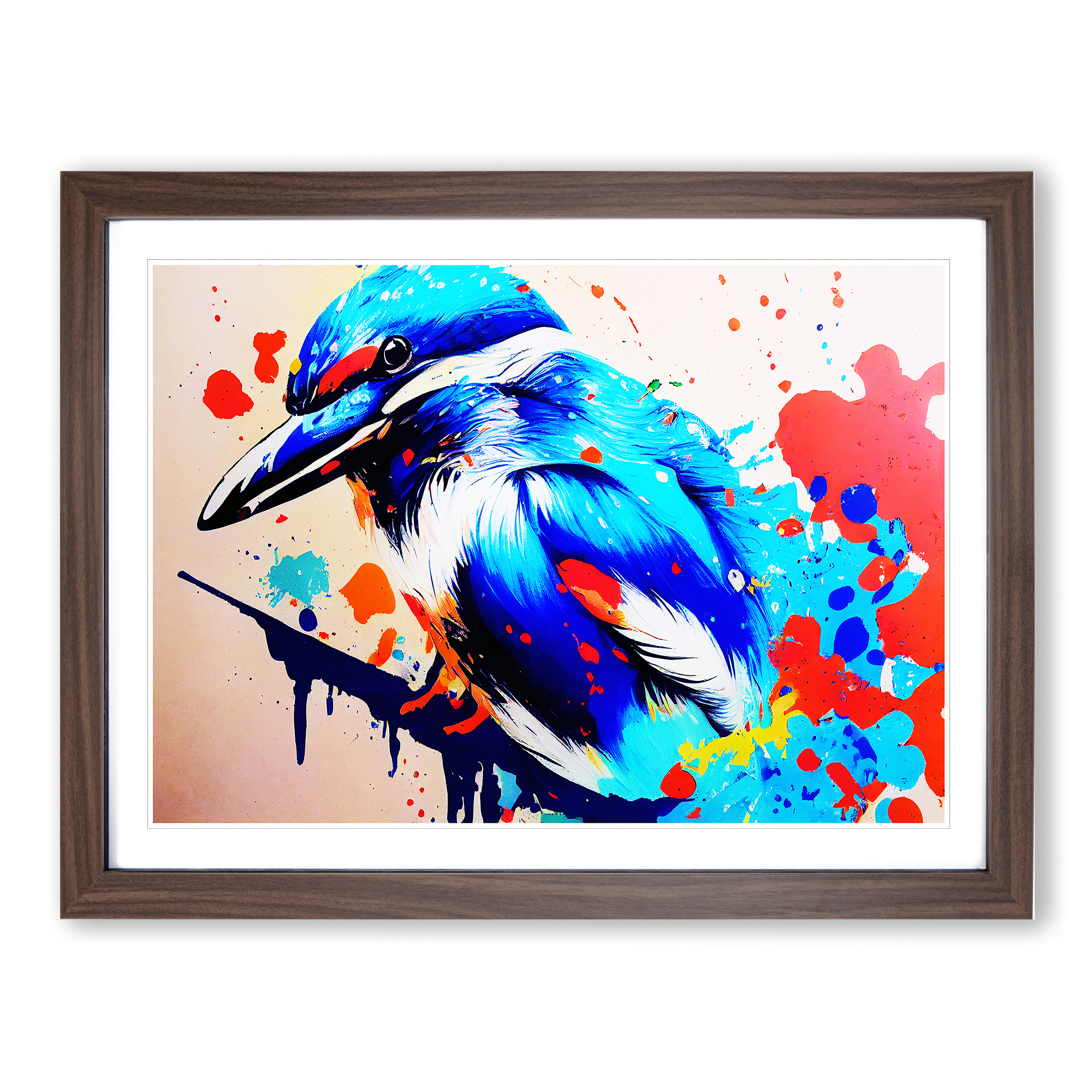 Eisvogel Vogel gespritzt Vol.3 Abstrakter Wandbilddruck Gerahmtes Bild Poster - Bild 7 von 8