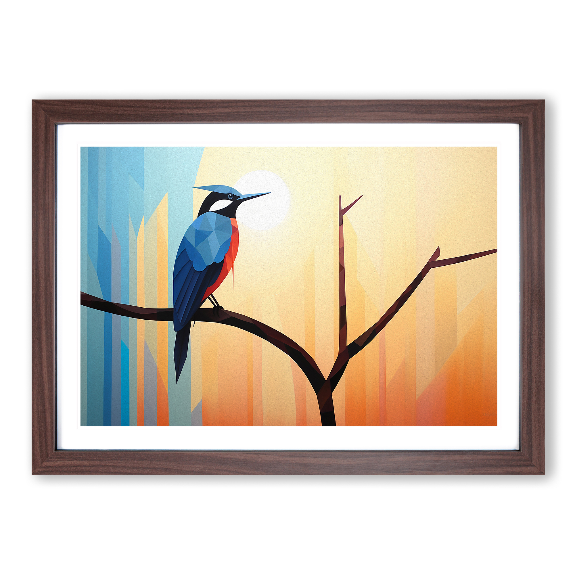 Eisvogel Minimalismus Nr.2 gerahmtes Wandbild Poster Leinwanddruck Bild Gemälde - Bild 8 von 9