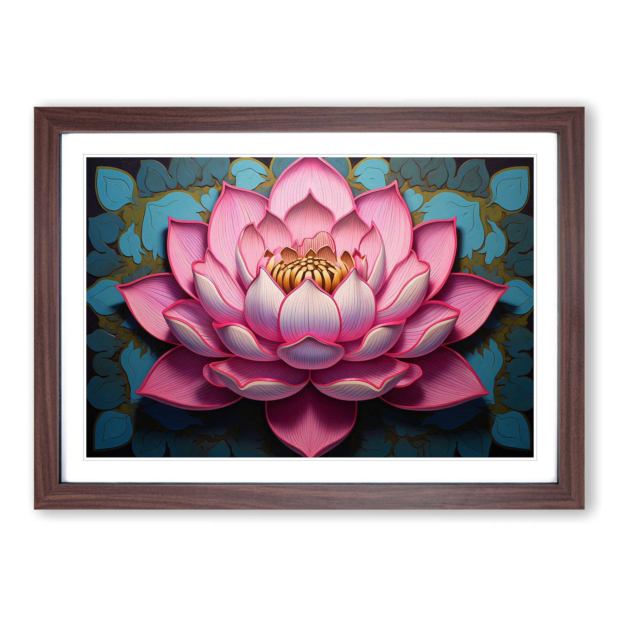 Lotus Flower Art Deco Framed Canvas Wall Art Print Poster Picture, Home Decor - Picture 8 of 9