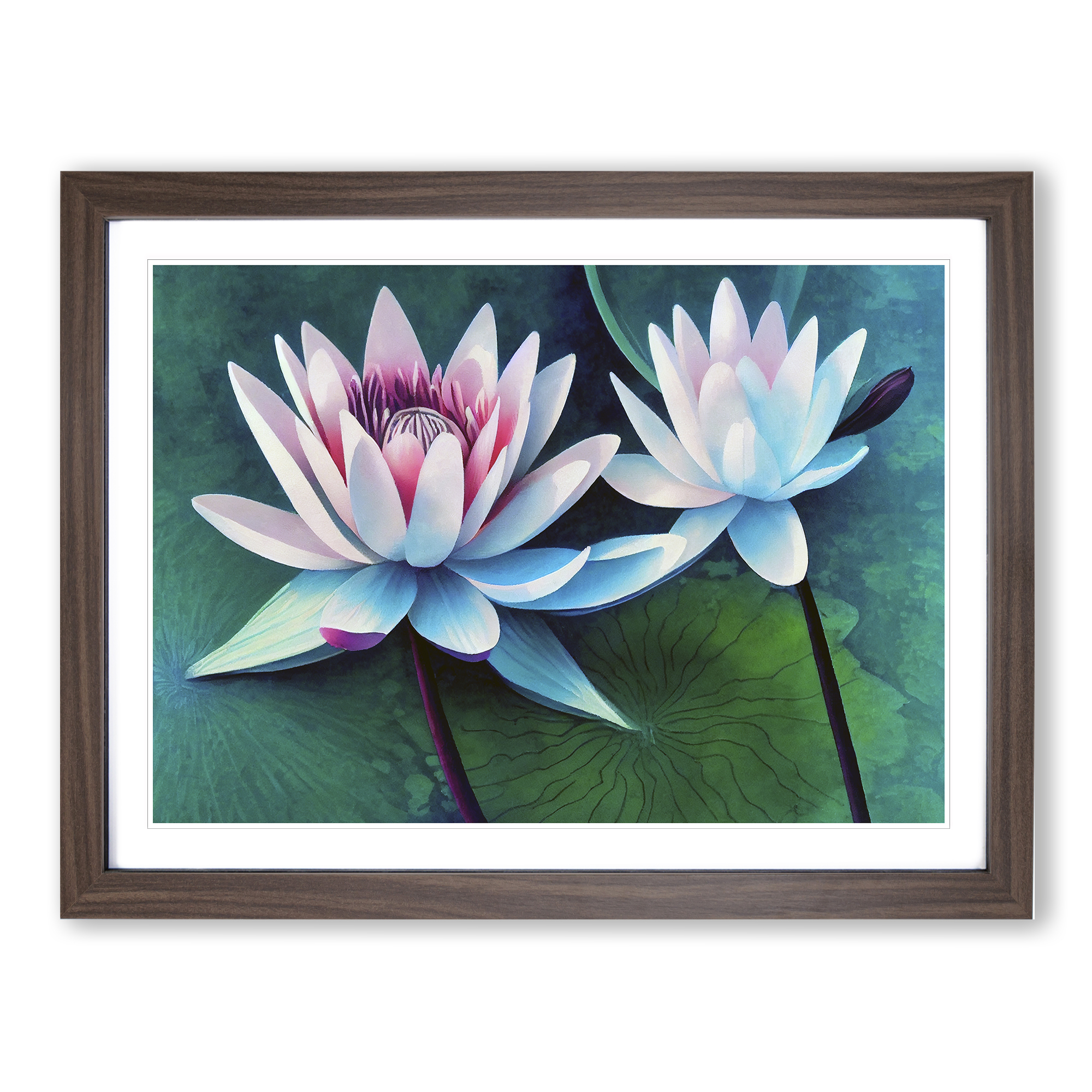 Luscious Water Lily Flowers Framed Canvas Wall Art Print Poster Picture - Picture 7 of 8