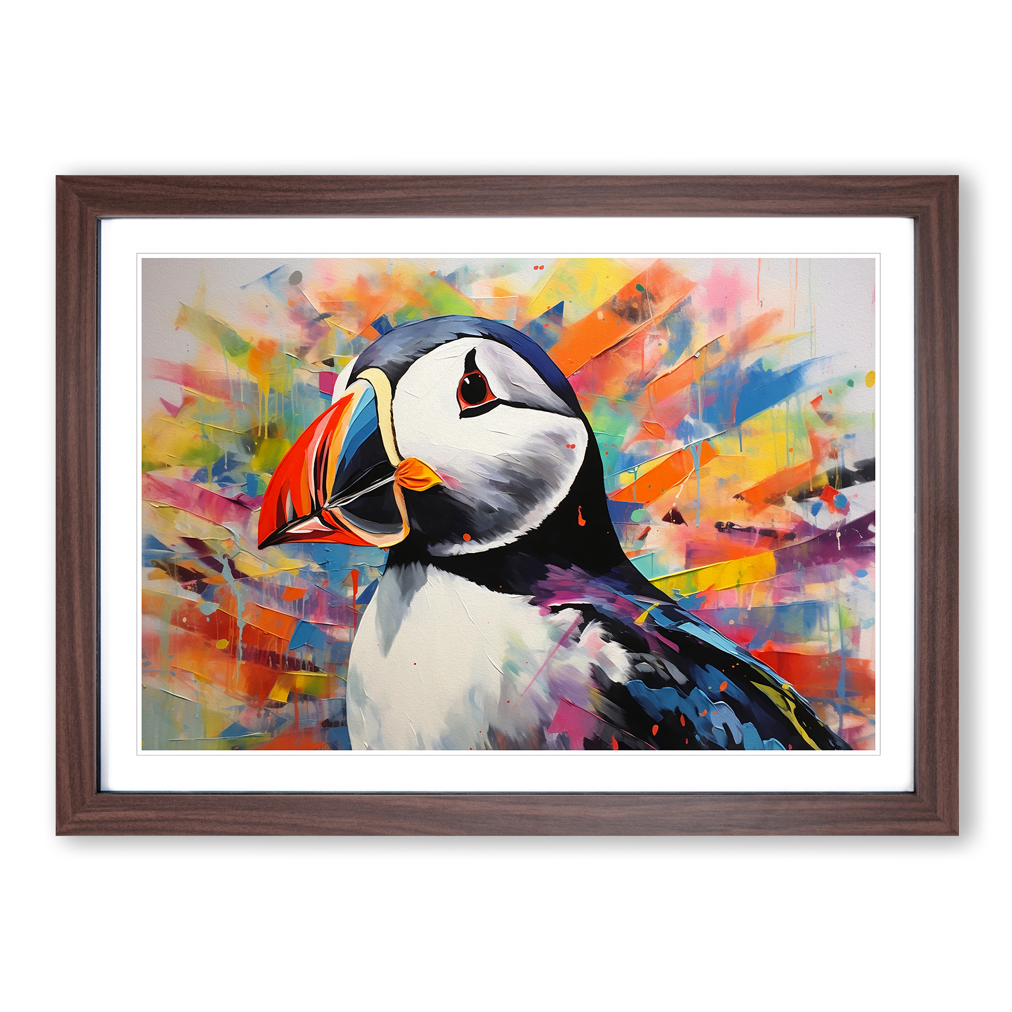 Puffin Contemporary Framed Wall Art Poster Canvas Print Picture Home Painting - Picture 8 of 9