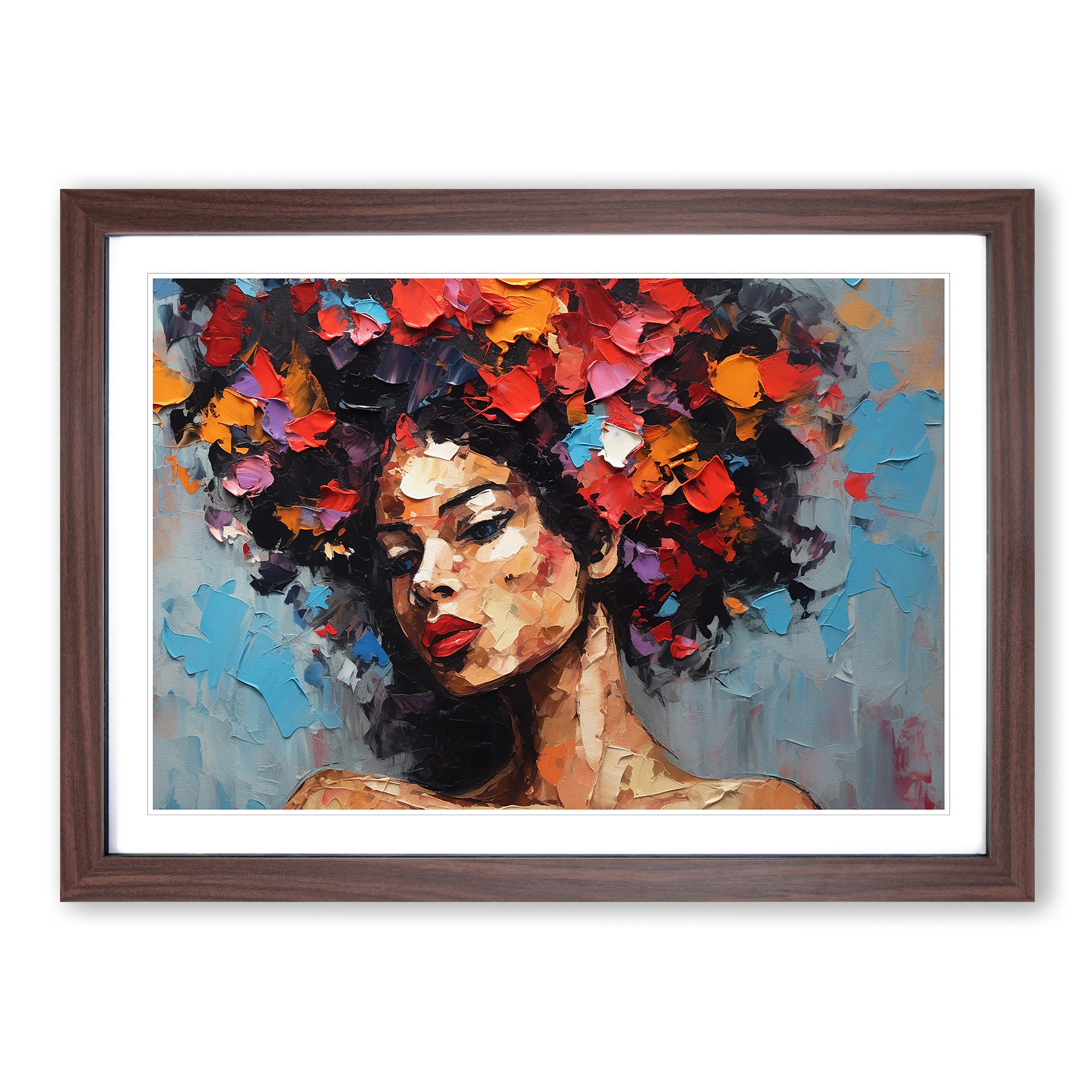 Quadro Poster Donna con Coltello Afro Palette Incorniciato Tela Wall Art Stampa - Foto 7 di 8