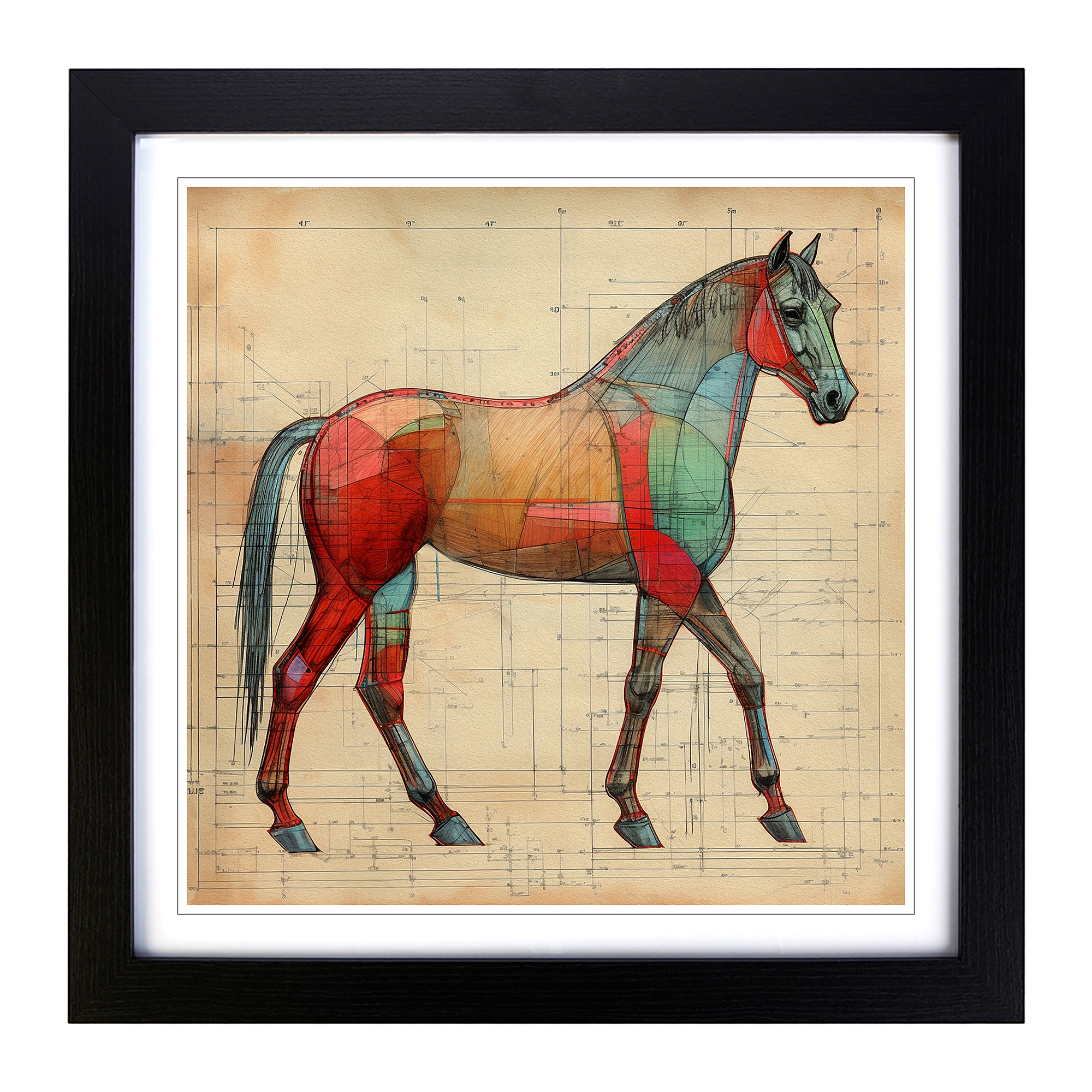 Impresión de arte de pared de constructivismo de caballo enmarcado lienzo póster decoración - Imagen 4 de 6