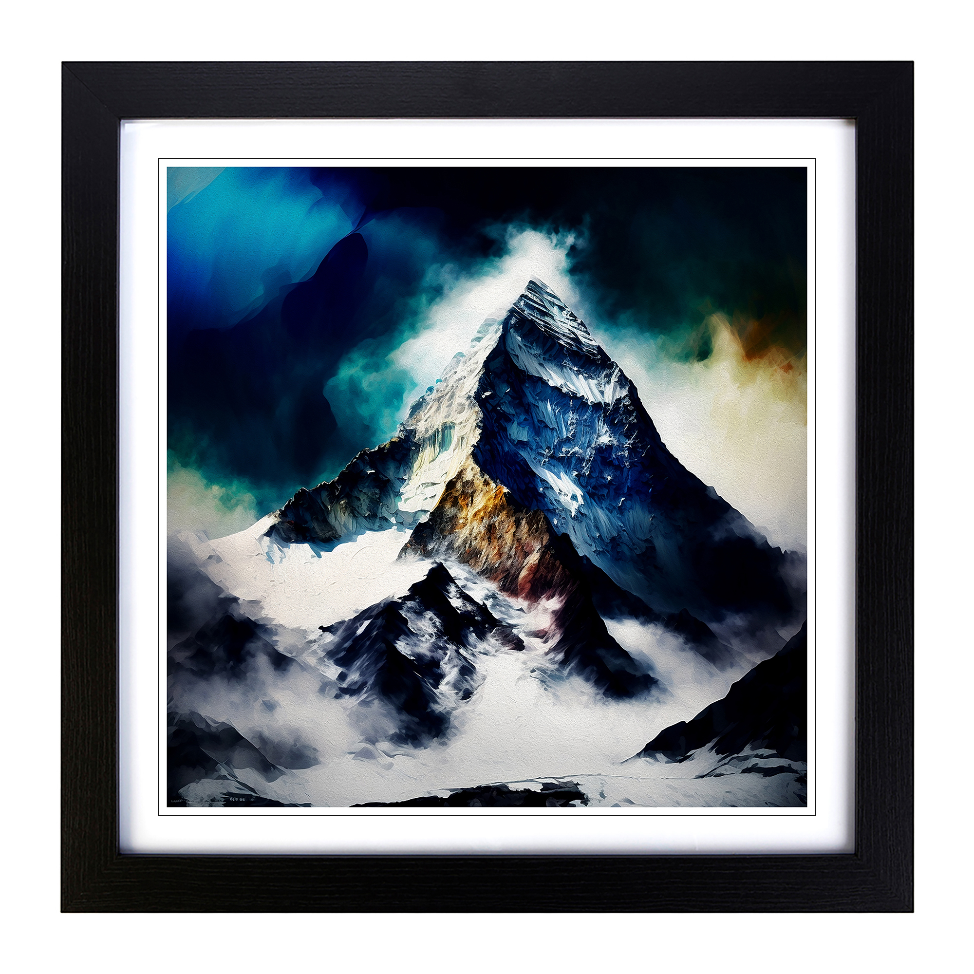 Mount Everest Abstract Expressionism Framed Wall Art Print Ready to Hang