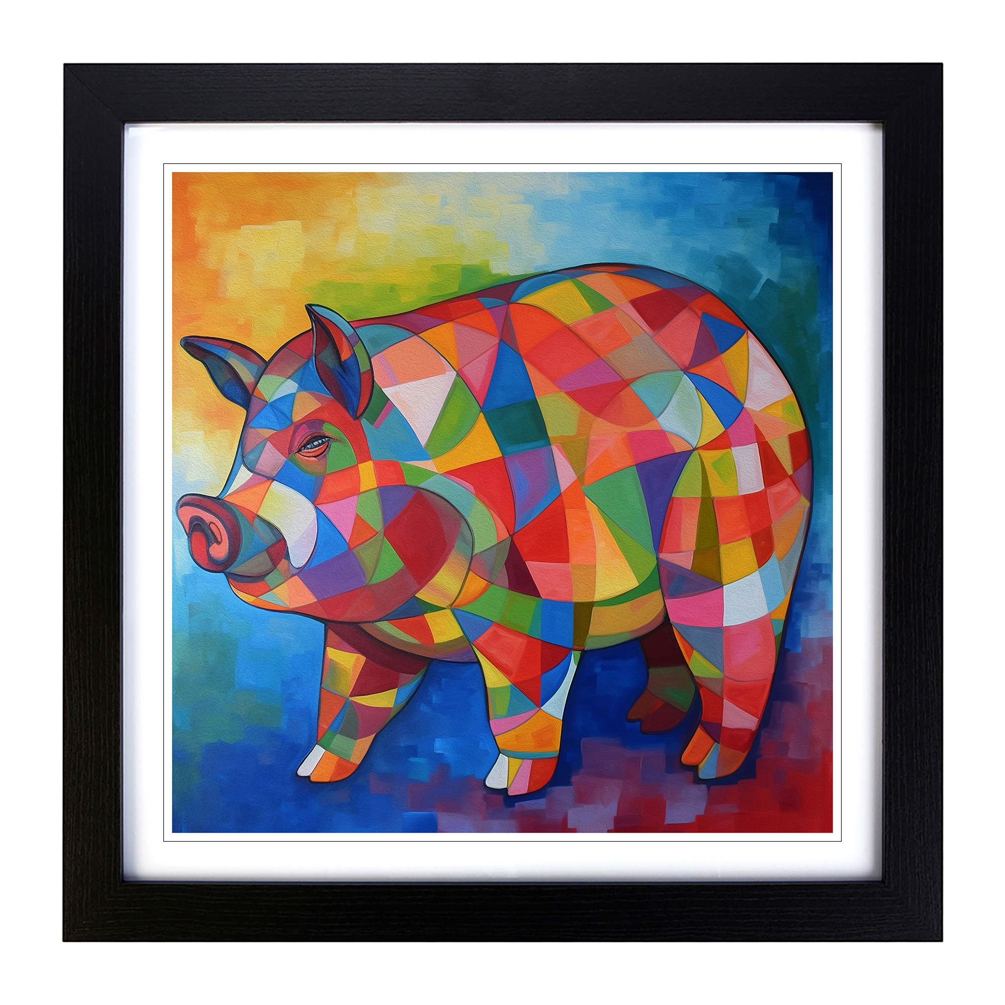 Pig Cubism Wall Art Print Framed Canvas Picture Poster Home Decor Living  Room