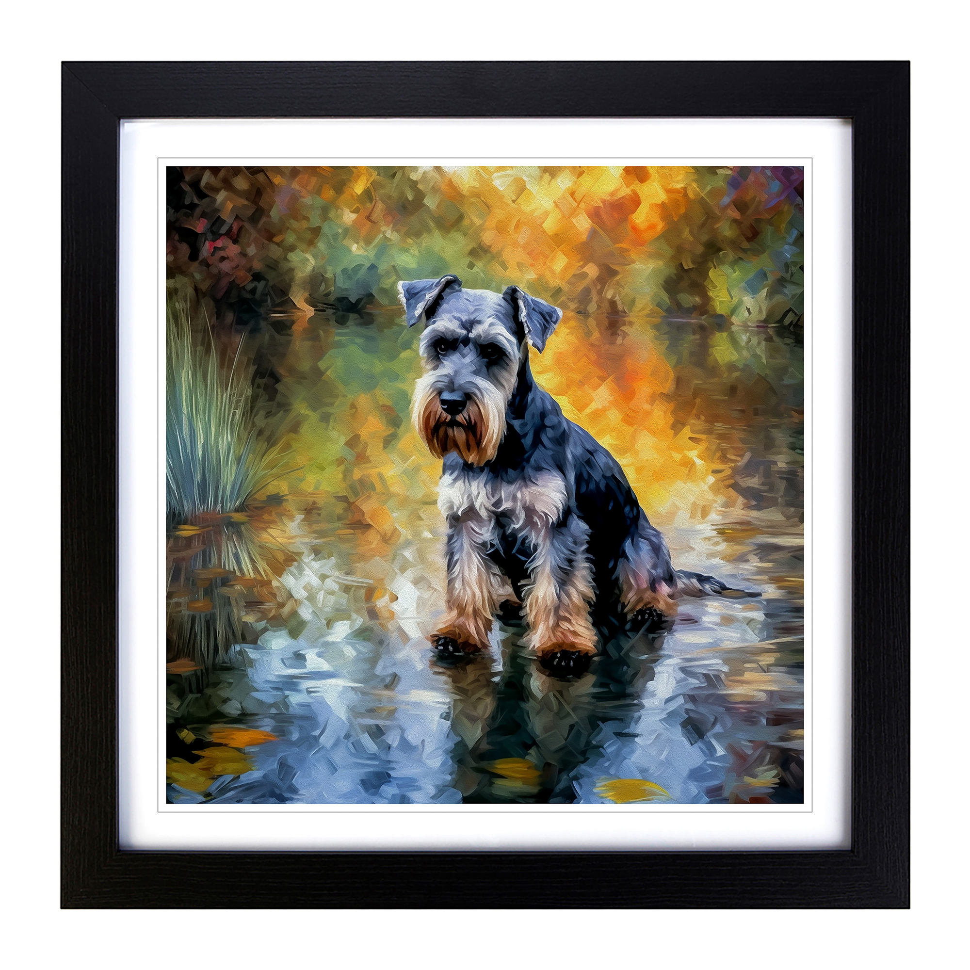 Schnauzer Neo-Impressionism No.1 Framed Canvas Wall Art Print Poster Picture - Picture 4 of 6