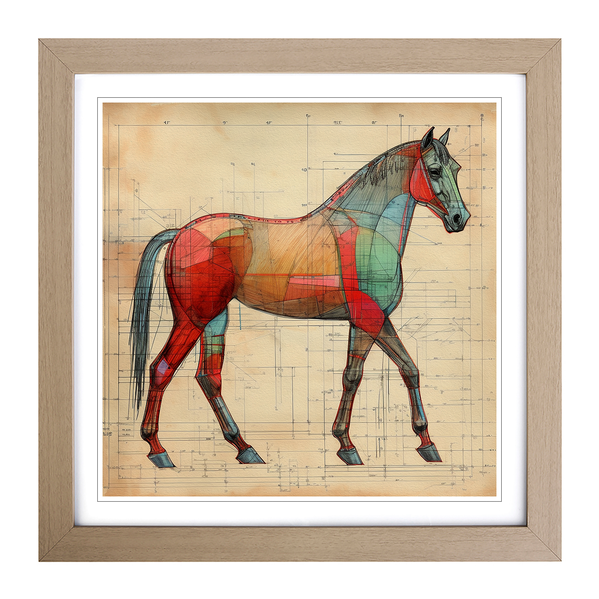 Impresión de arte de pared de constructivismo de caballo enmarcado lienzo póster decoración - Imagen 5 de 6