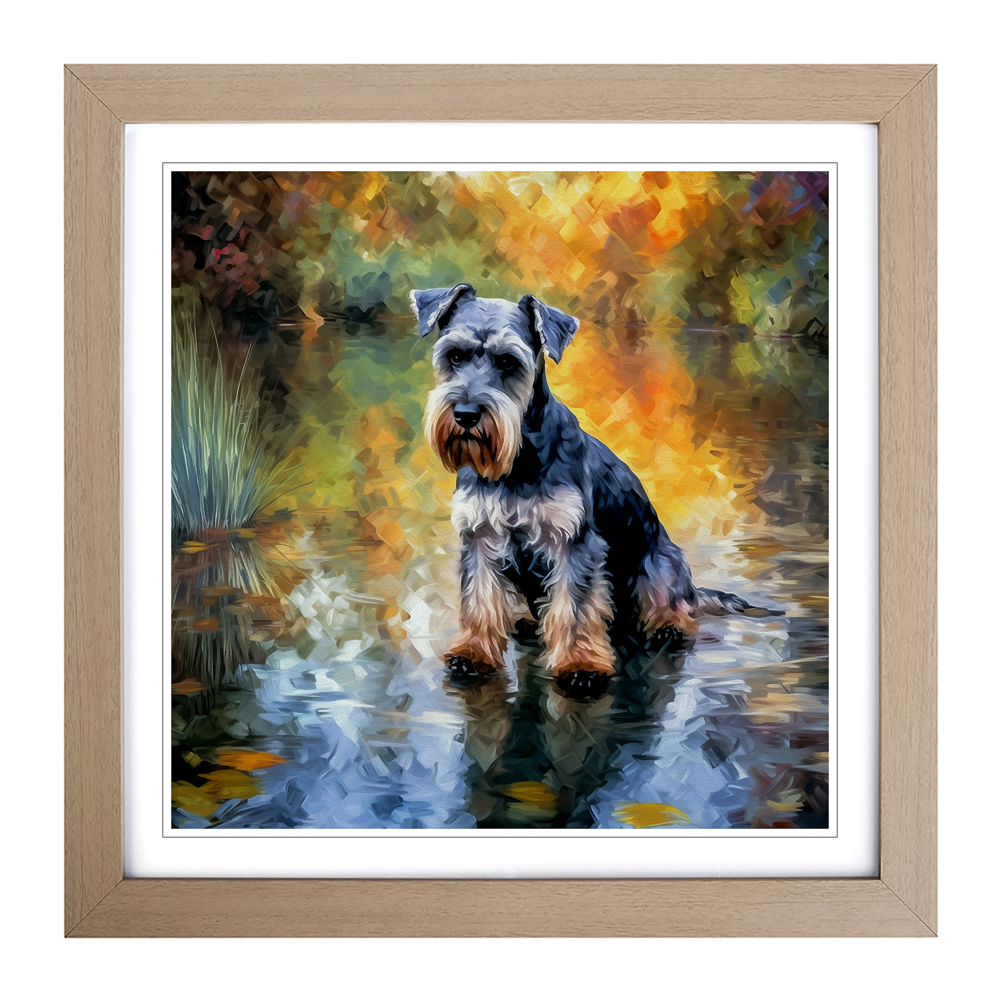 Schnauzer Neo-Impressionism No.1 Framed Canvas Wall Art Print Poster Picture - Picture 5 of 6