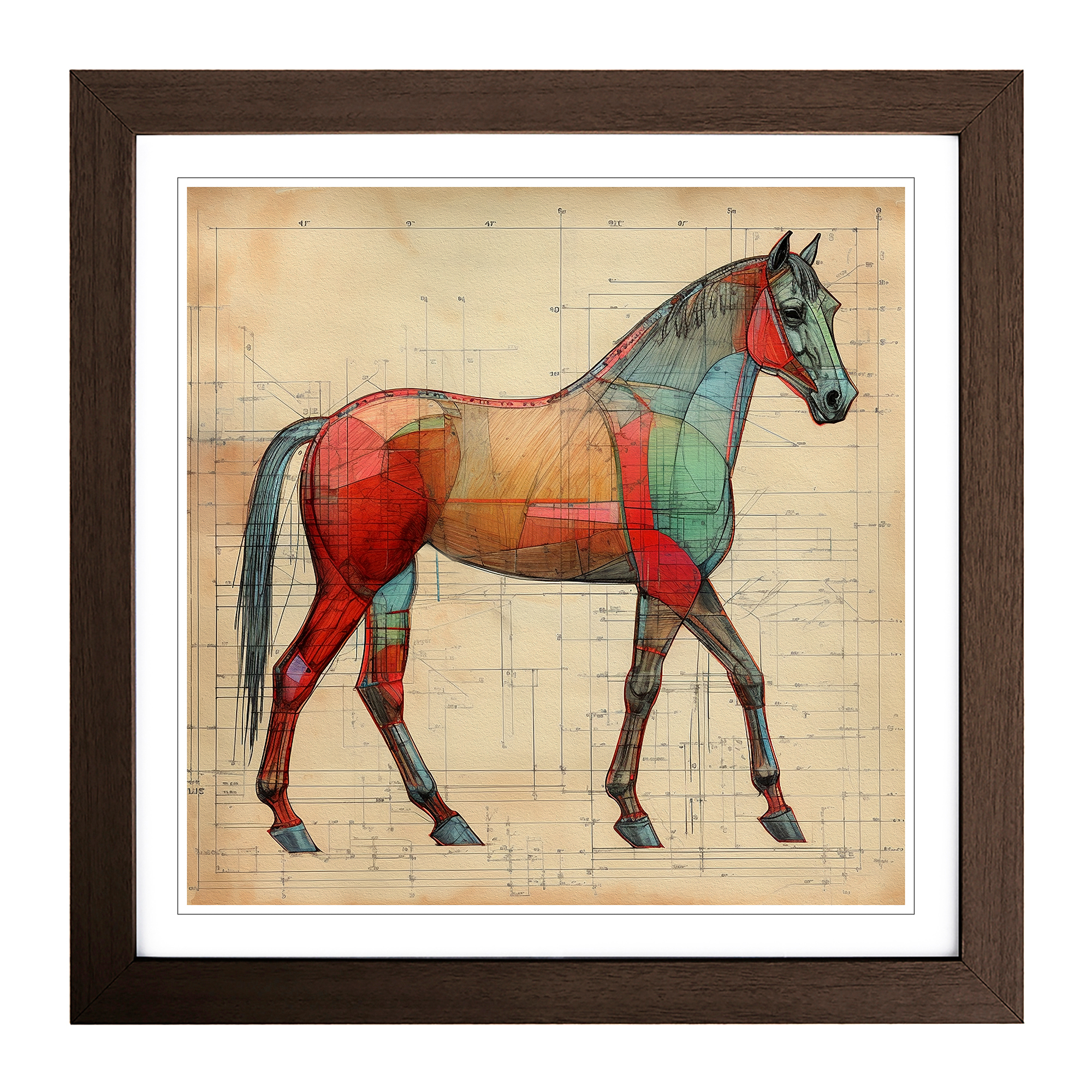 Impresión de arte de pared de constructivismo de caballo enmarcado lienzo póster decoración - Imagen 6 de 6