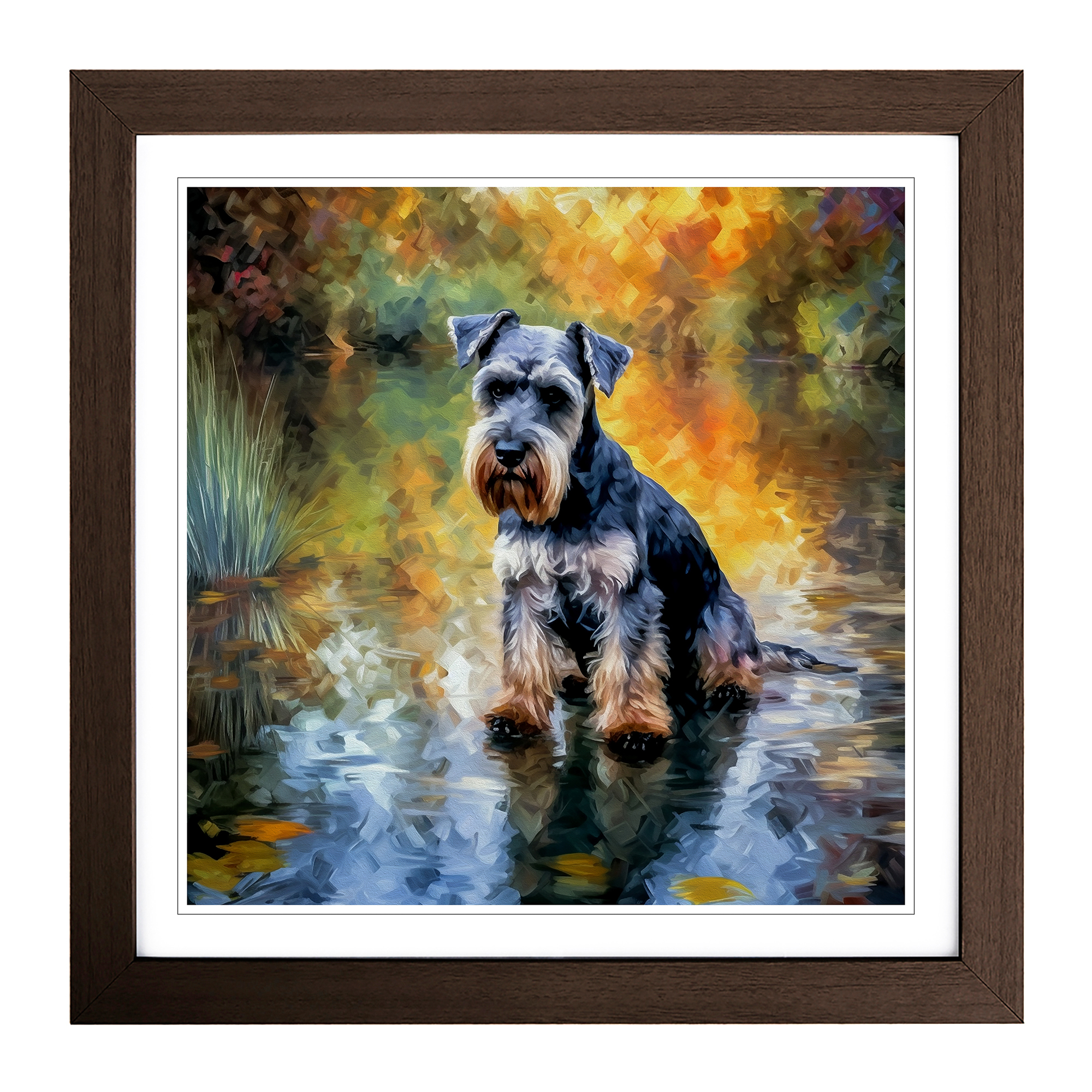 Schnauzer Neo-Impressionism No.1 Framed Canvas Wall Art Print Poster Picture - Picture 6 of 6