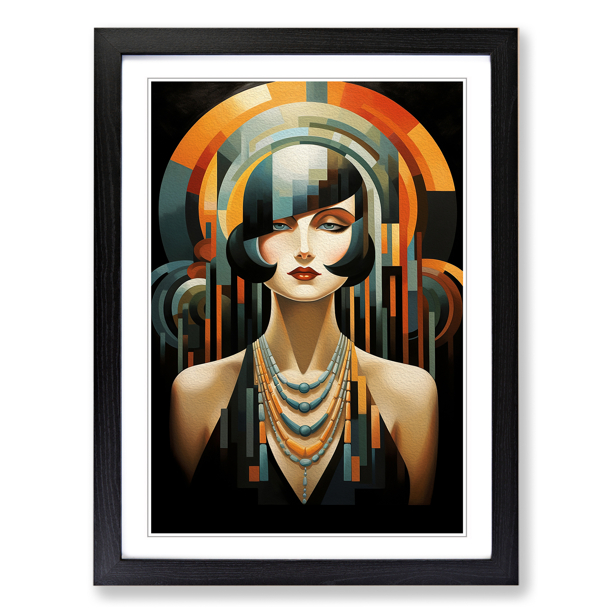 Art Deco Frau Informel Wandbild Kunstdruck gerahmt Leinwand Bild Poster Deko - Bild 5 von 8