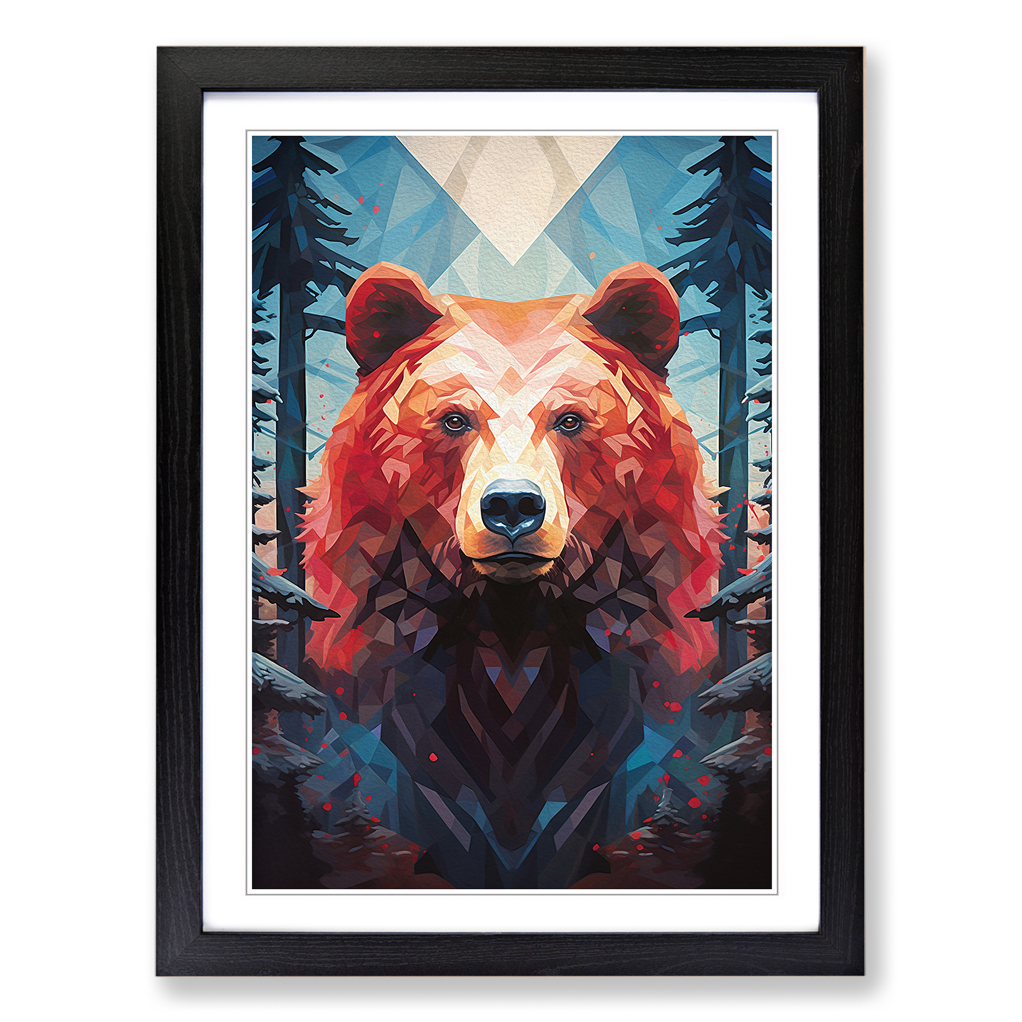 Bear Geometric No.2 Framed Canvas Wall Art Print Poster Picture, Home Decor - Picture 5 of 8