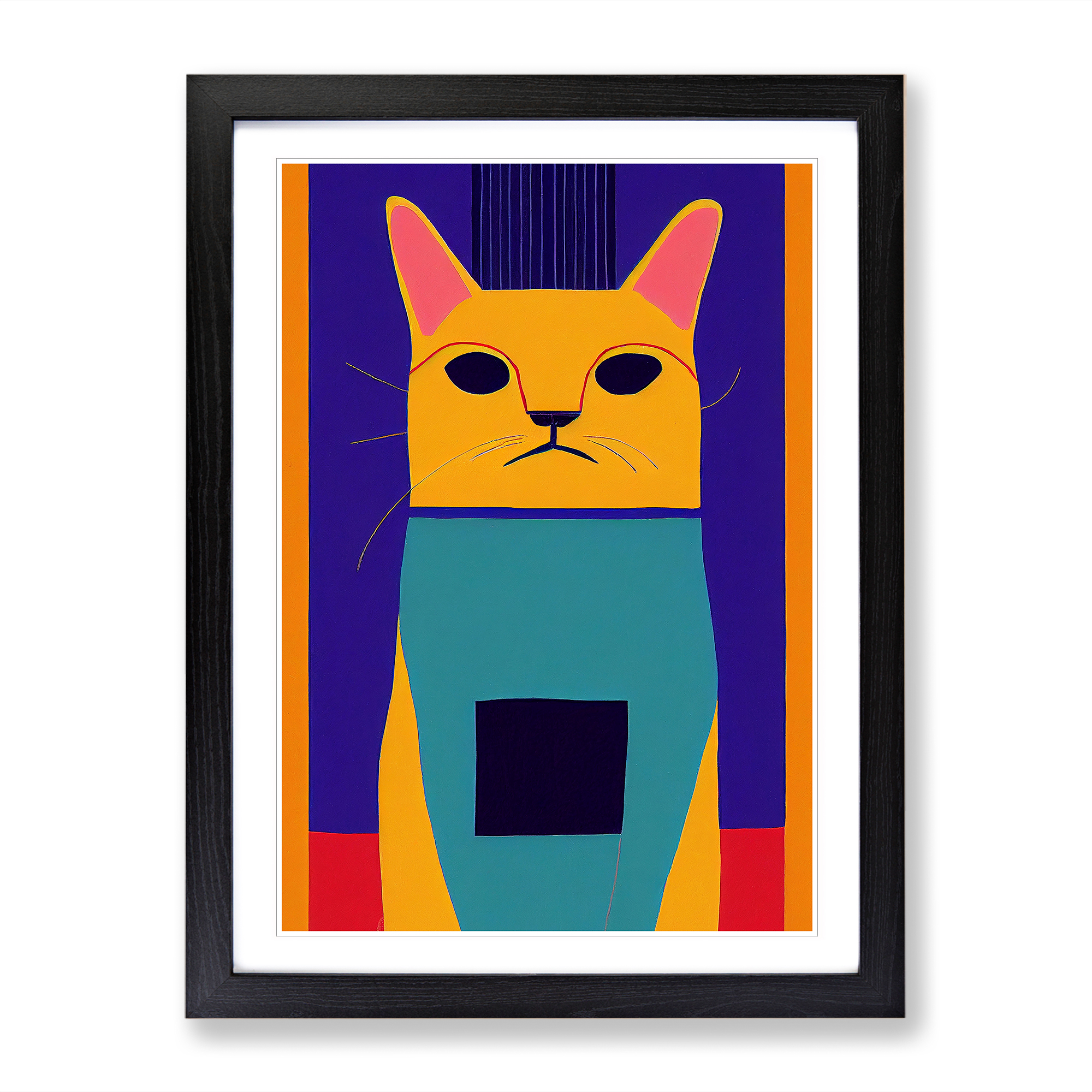 Cat In Abstract No.4 Framed Canvas Wall Art Print Poster Picture, Home Decor - Picture 5 of 8