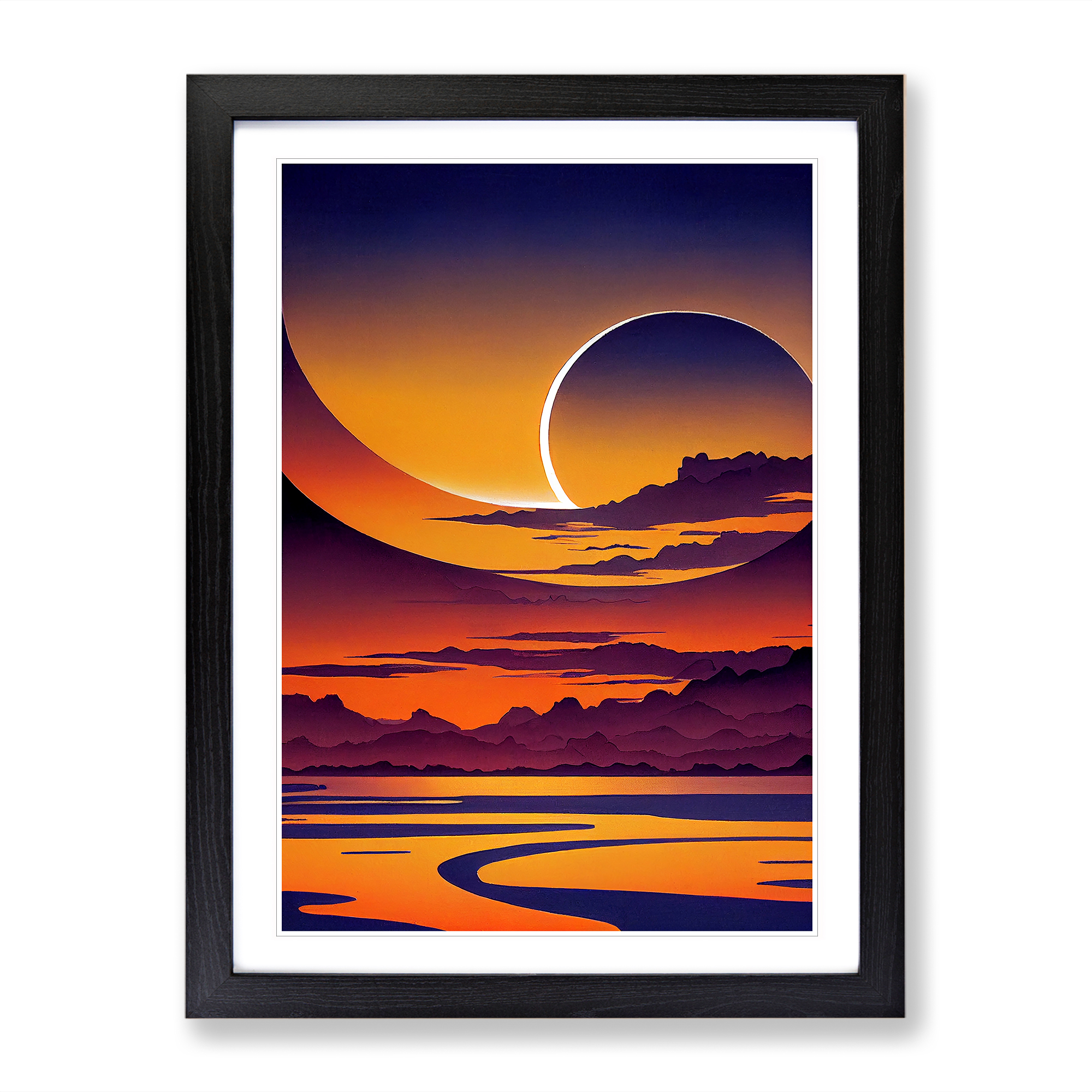 Contoured Abstract Sunset Framed Canvas Wall Art Print Poster Picture - Picture 5 of 8