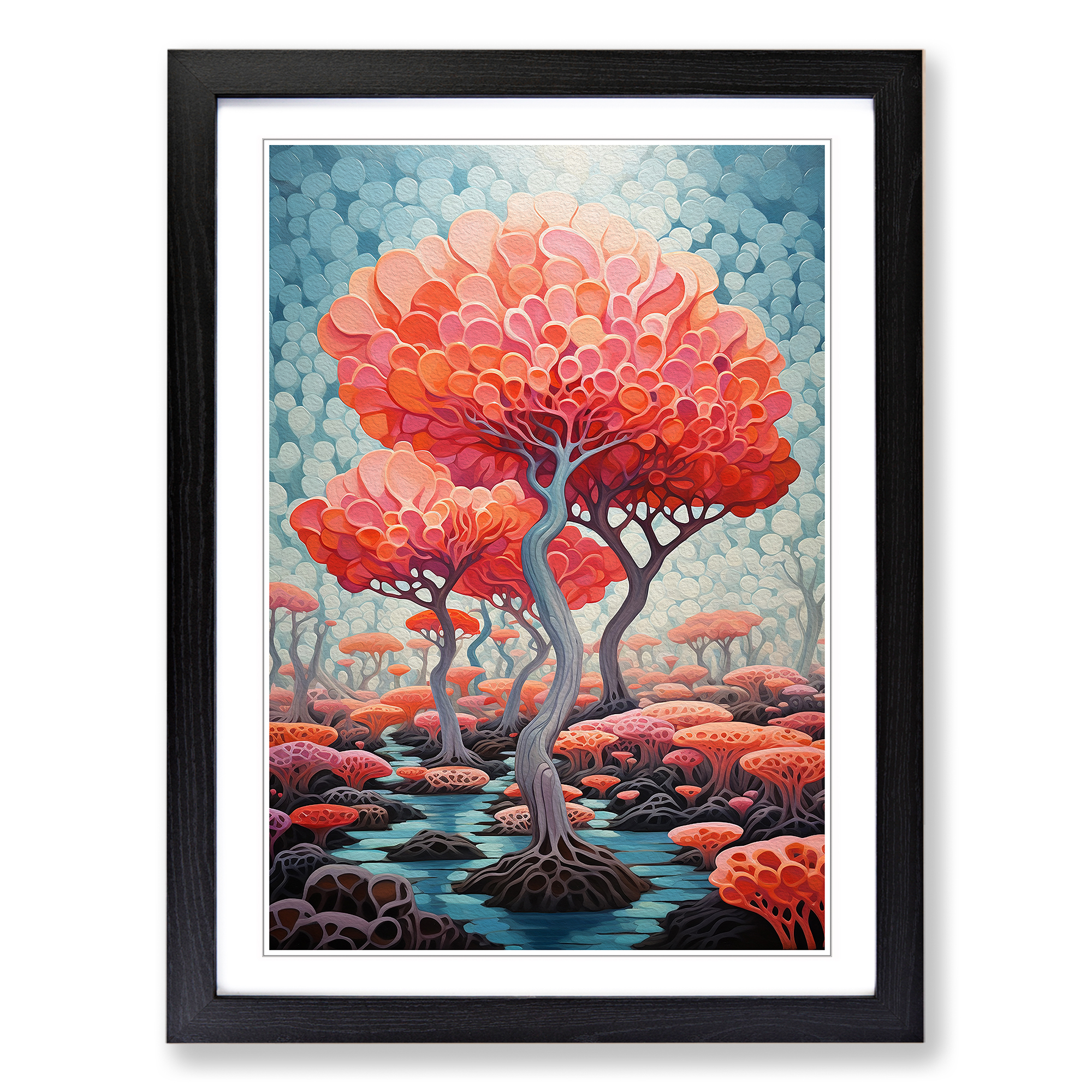 Coral Expressionism No.3 Framed Canvas Wall Art Print Poster Picture, Home Decor - Picture 5 of 8