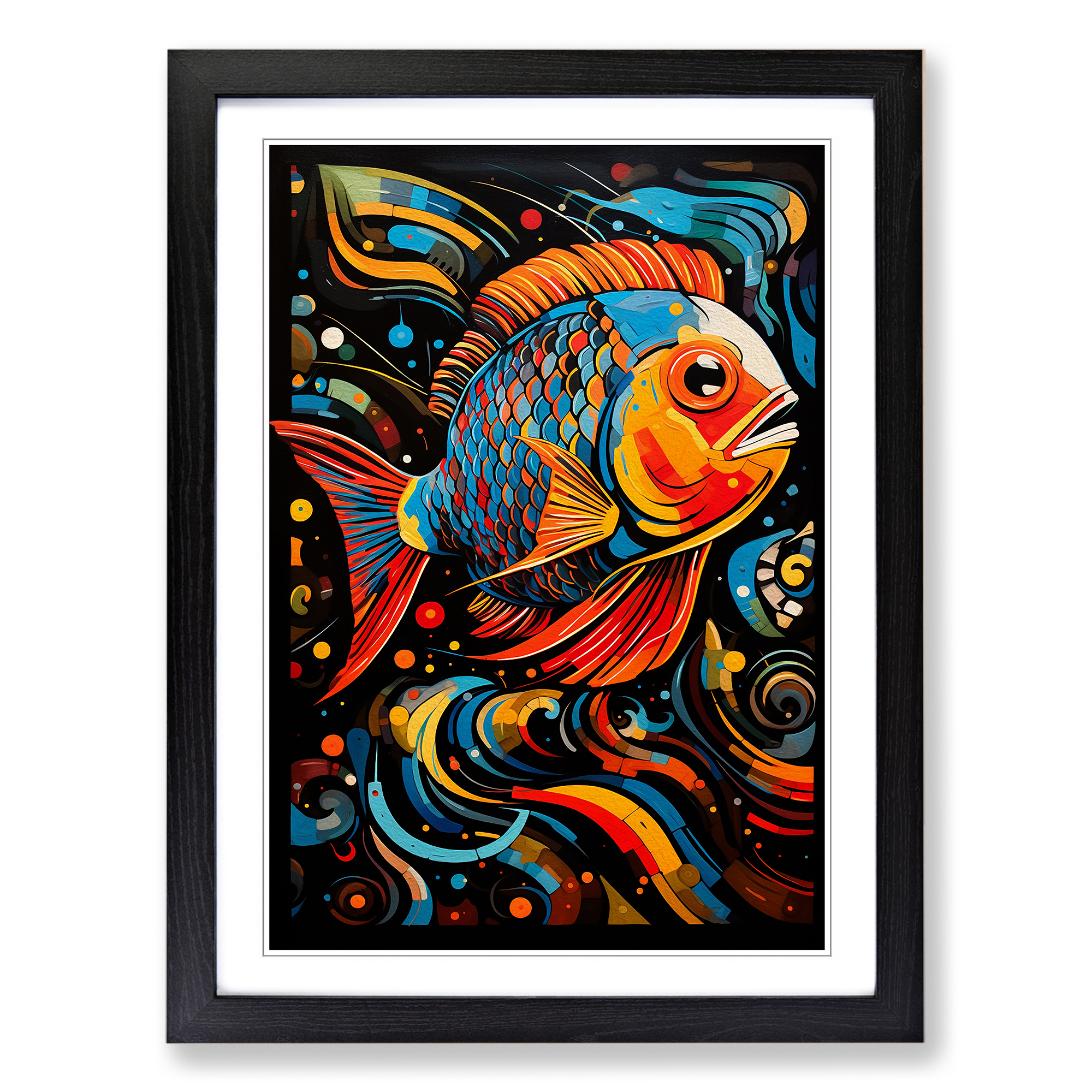 Fisch Abstrakt Gerahmt Leinwand Wandbild Kunstdruck Poster Bild, Wohndeko - Bild 5 von 8