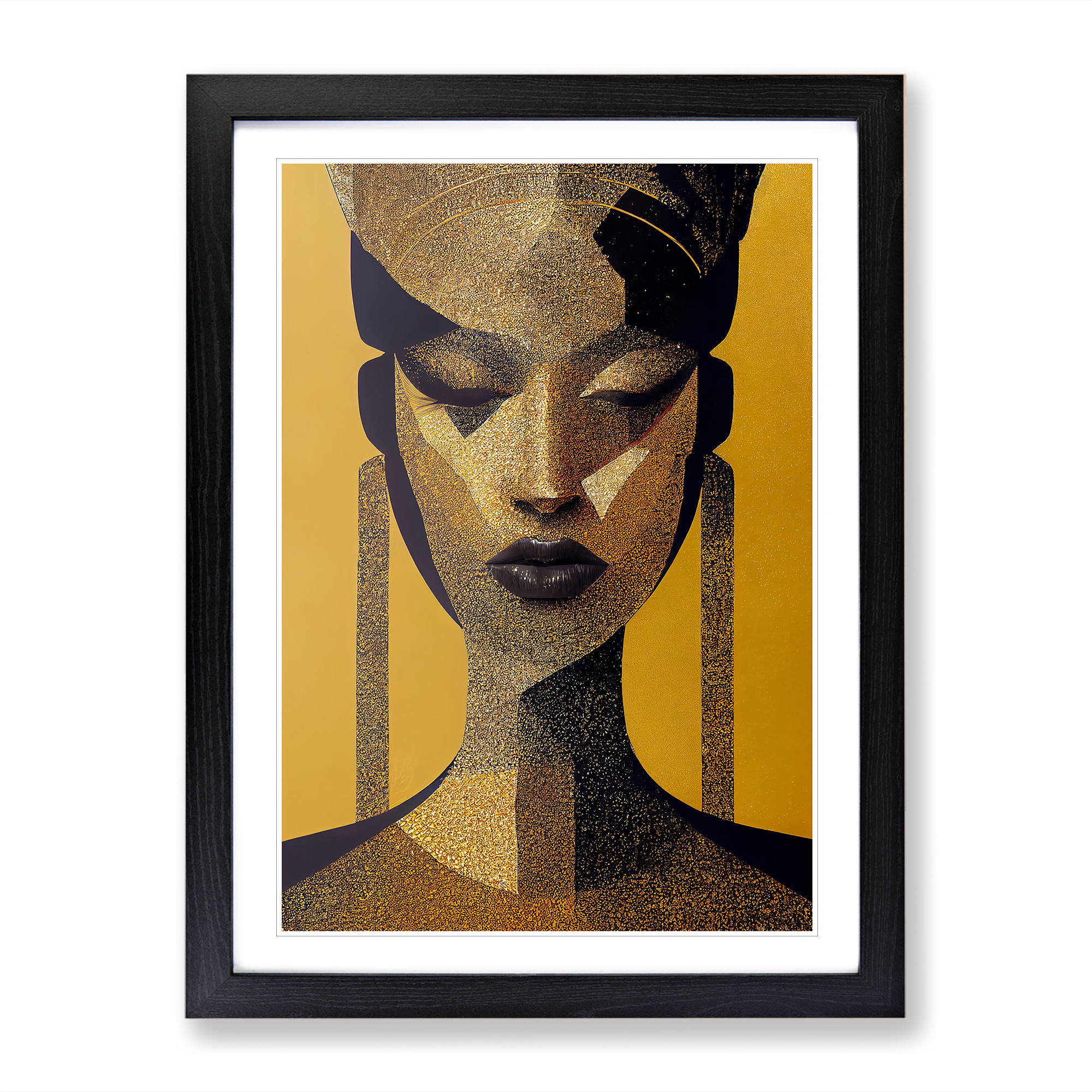 Goldene abstrakte Frau Wandbild Kunstdruck gerahmte Leinwand Bild Poster Deko - Bild 5 von 8