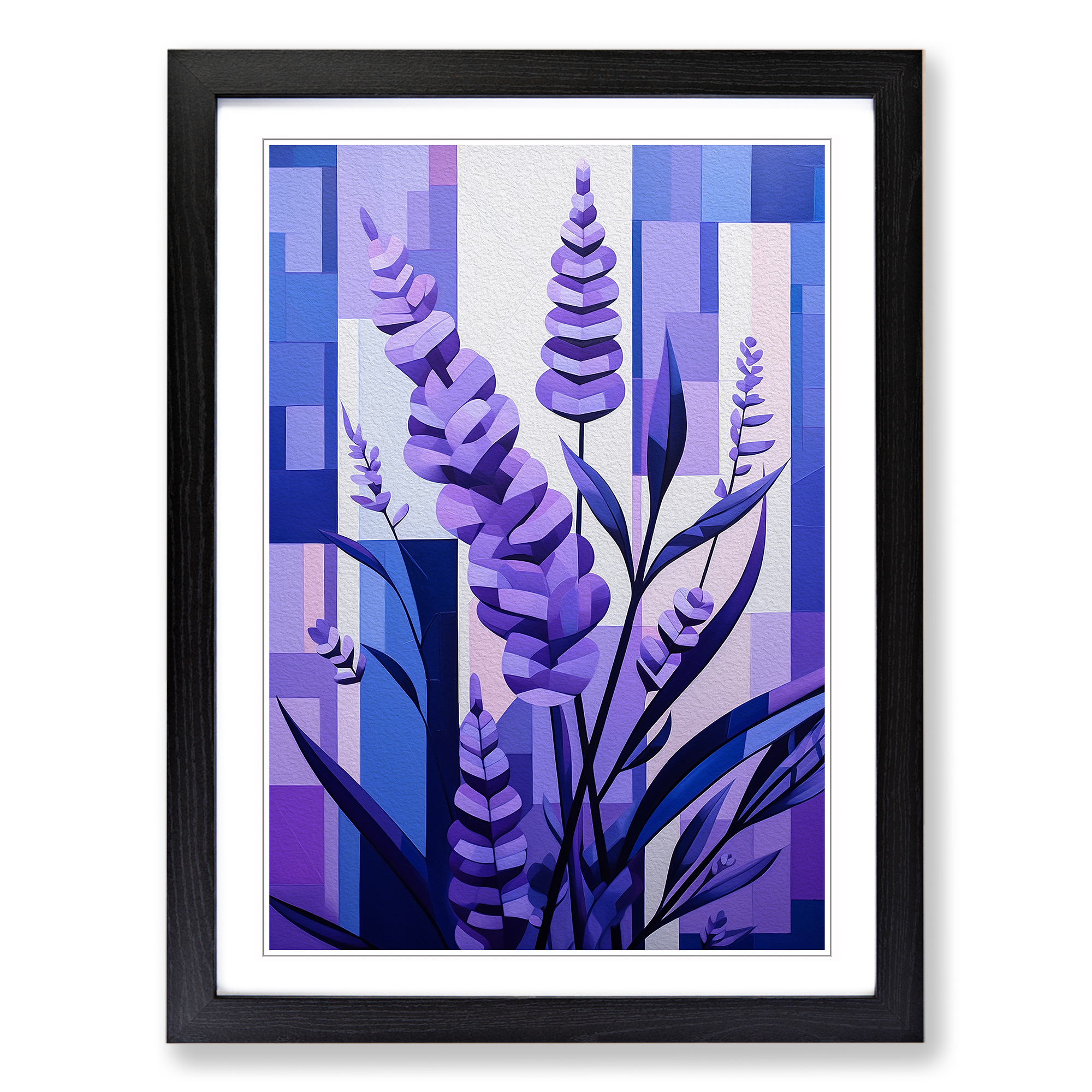 Lavender Flower Constructivism No.2 Wall Art Print Framed Canvas Picture Poster