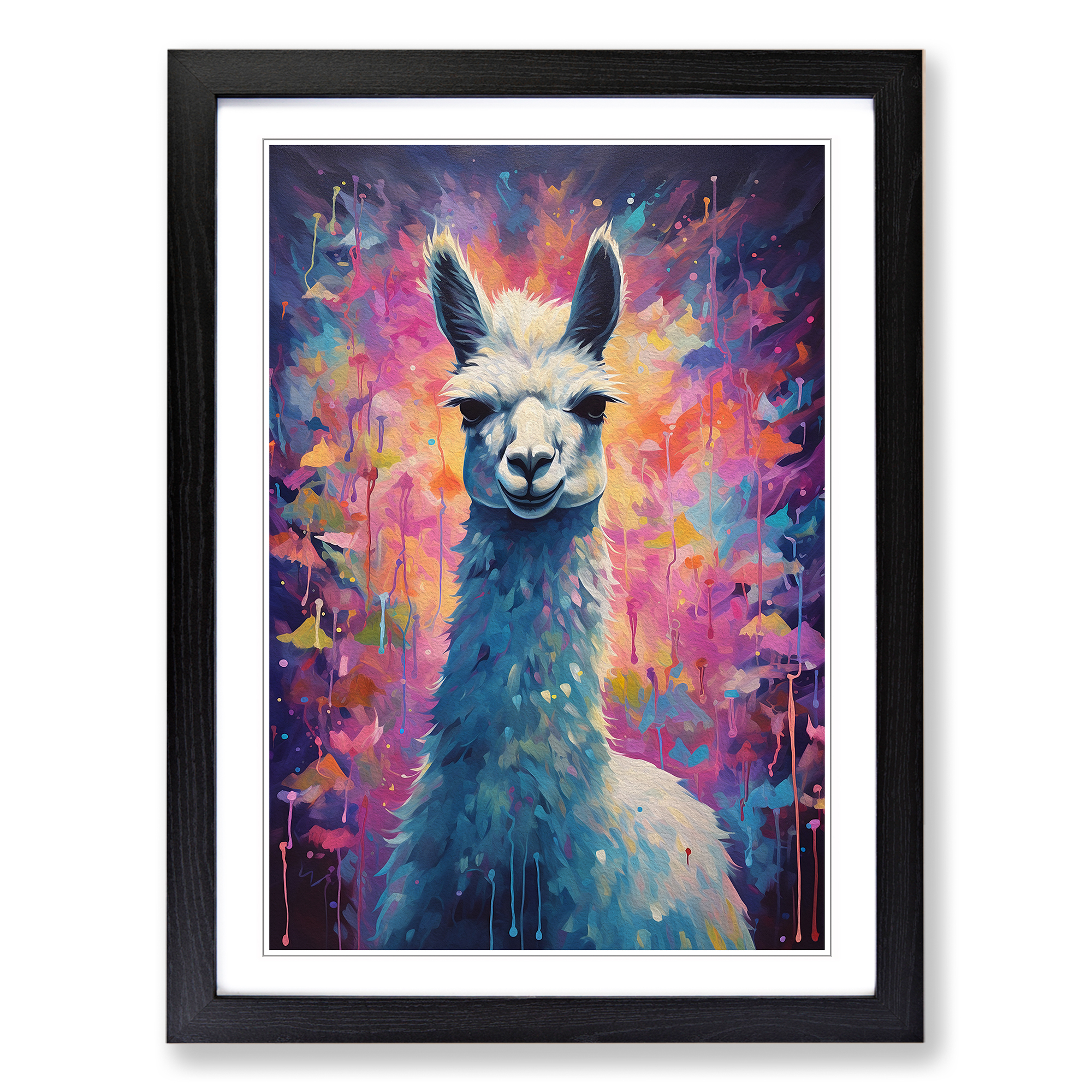 Llama Impressionism Framed Canvas Wall Art Print Poster Picture, Home Decor - Picture 5 of 8