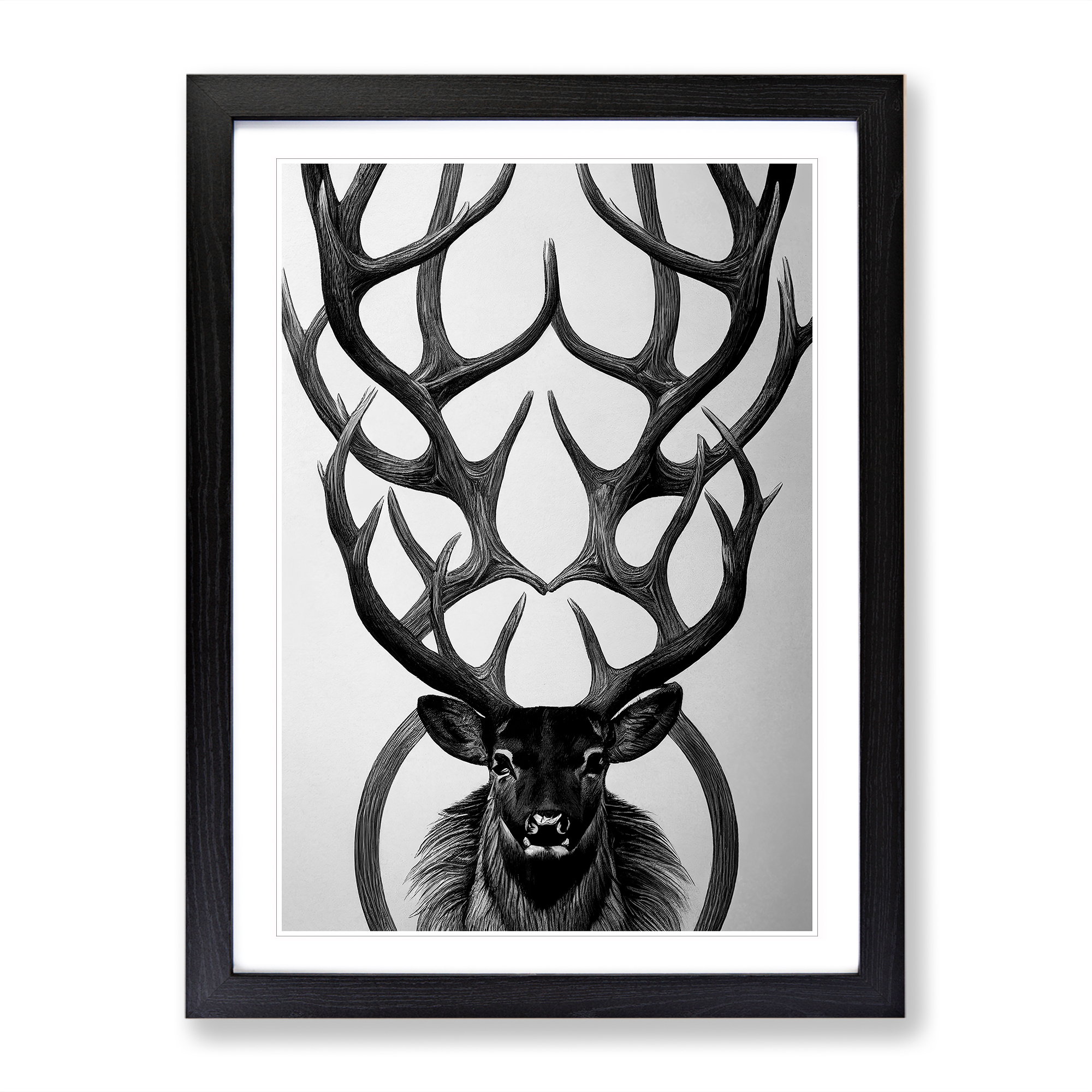 Monochrome Stag No 4 Wall Art Print Framed Canvas Picture Poster Decor monochrome-stag-no-4-wall-art-print-framed-canvas-picture-poster-decor
