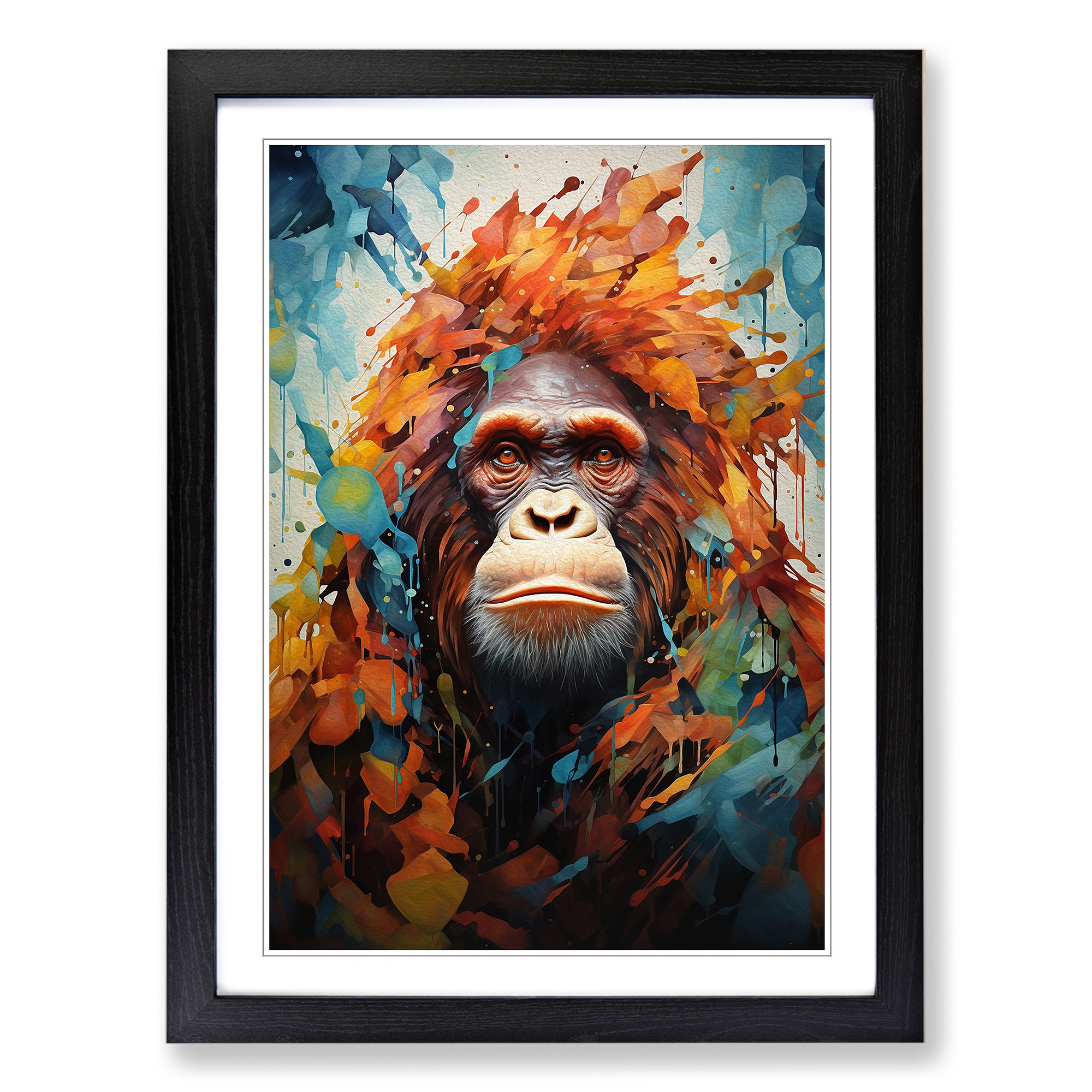 Orangutan Orphism No.2 Framed Canvas Wall Art Print Poster Picture, Home Decor - Picture 5 of 8