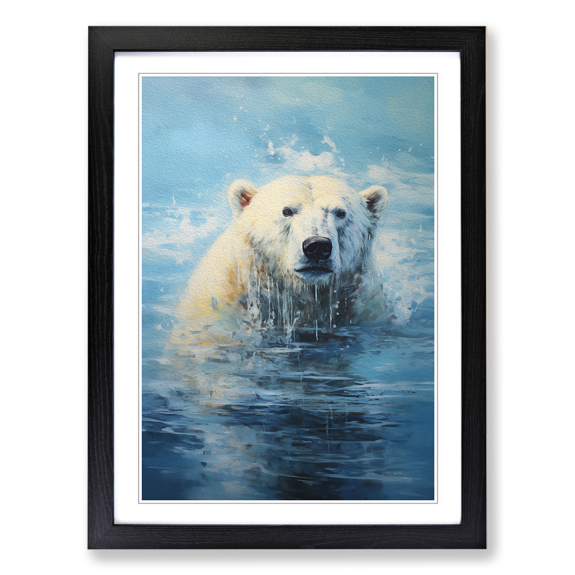 Polar Bear Wall Art Framed Canvas Print Modern Home Decor-image