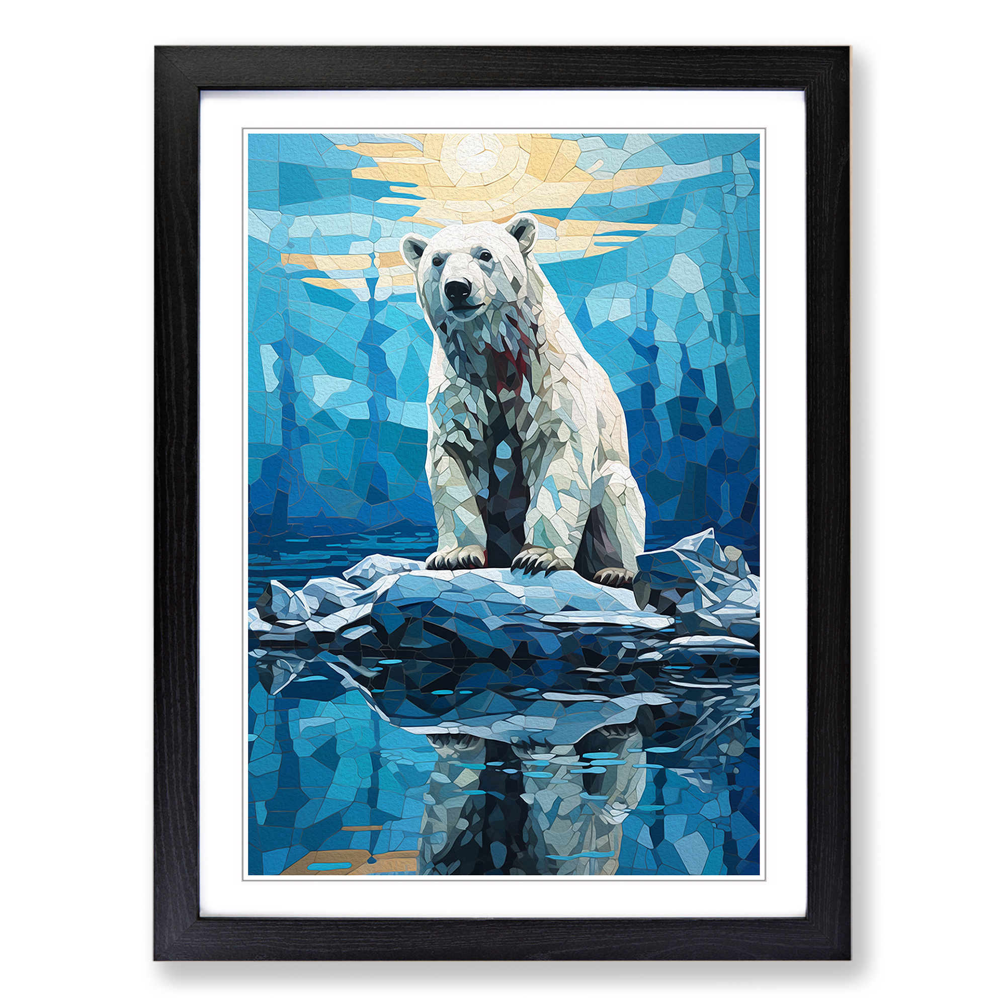Polar Bear Orphism No.2 Framed Canvas Wall Art Print Poster Picture, Home Decor-image