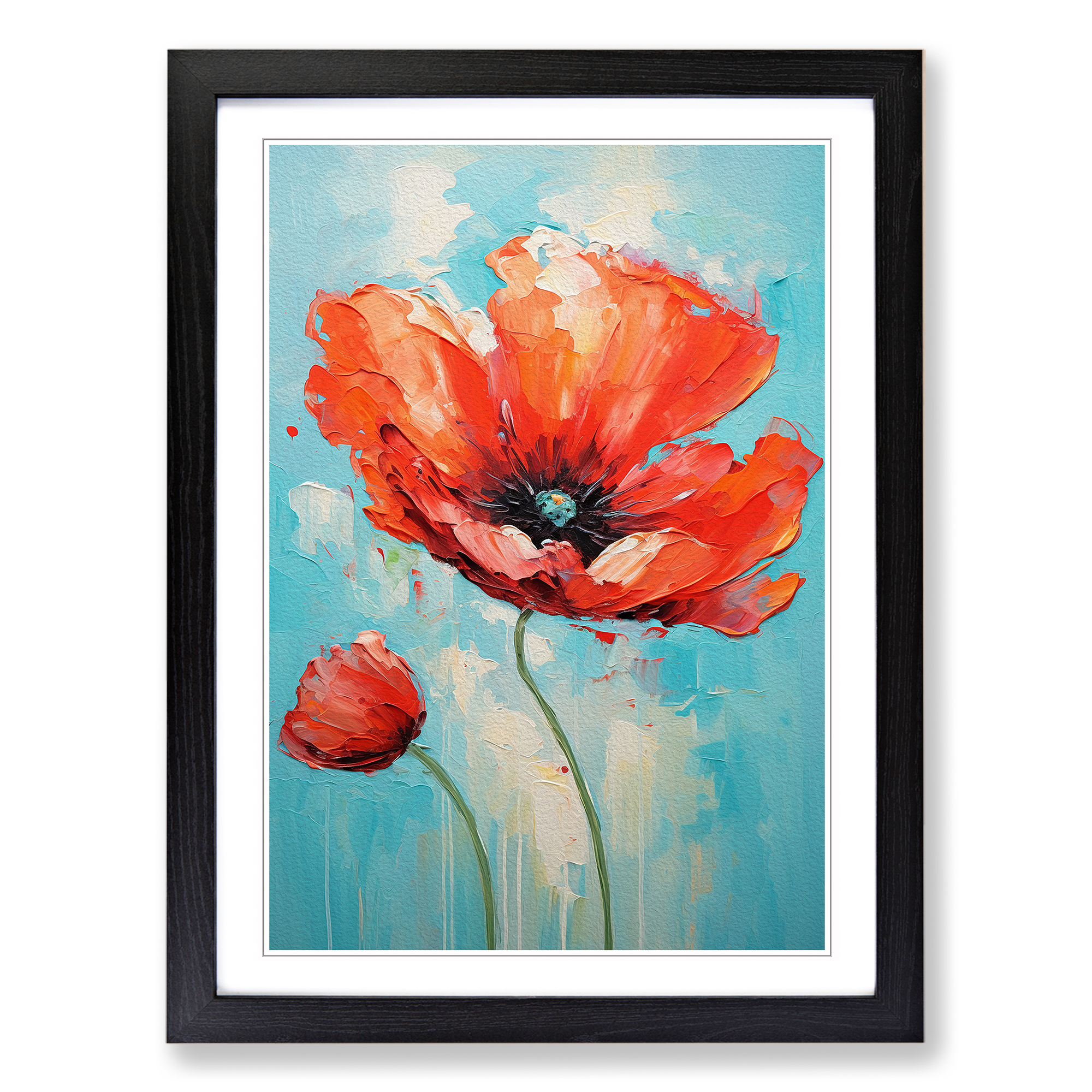 Poppy Flower Expressionism Framed Canvas Wall Art Print Poster Picture - Picture 5 of 8