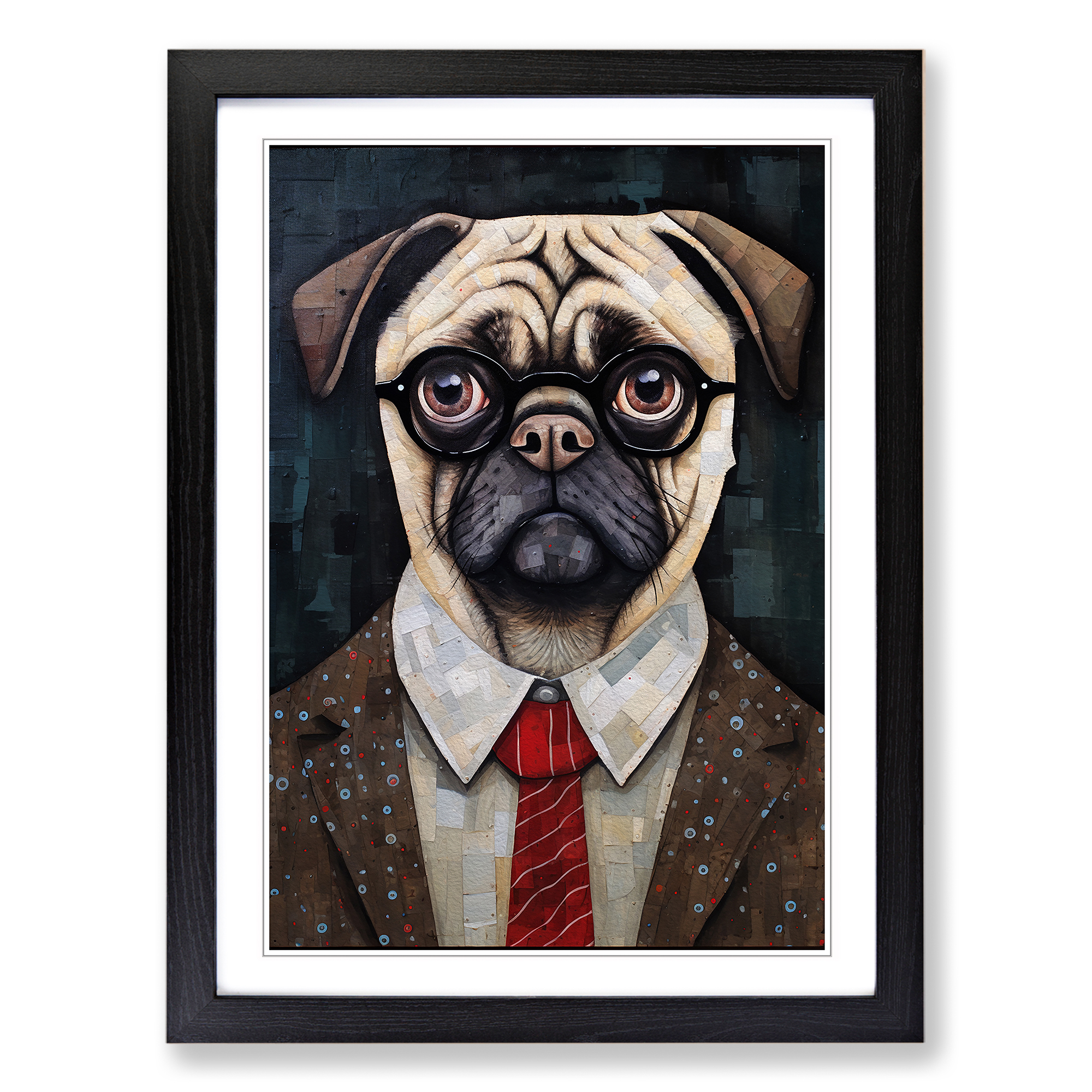 Mops Dadaismus Wandbild Kunstdruck gerahmt Leinwand Bild Poster Deko Wohnzimmer - Bild 5 von 8