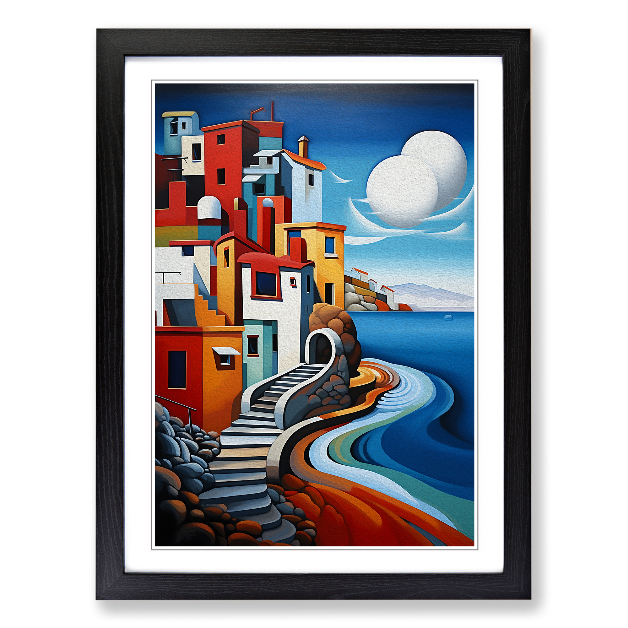 Seascape Constructivism Framed Canvas Wall Art Print Poster Picture, Home Decor - Picture 5 of 8