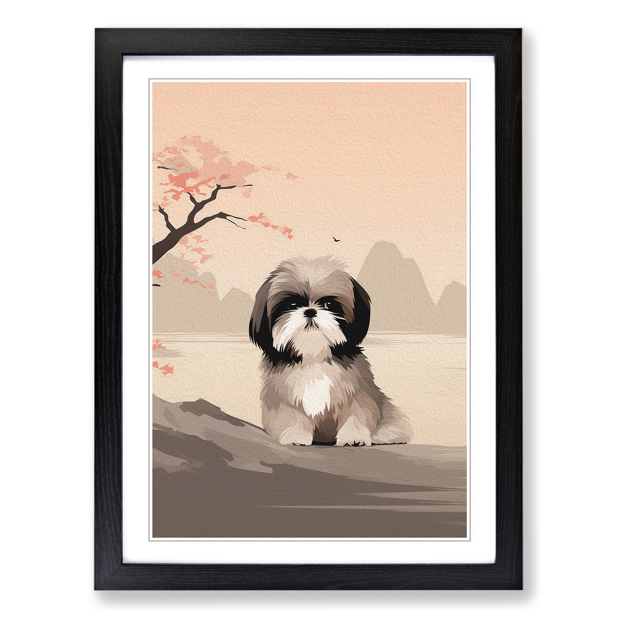 Shih Tzu Minimalismus Gerahmte Leinwand Wandbild Kunstdruck Poster Bild, Wohndeko - Bild 5 von 8