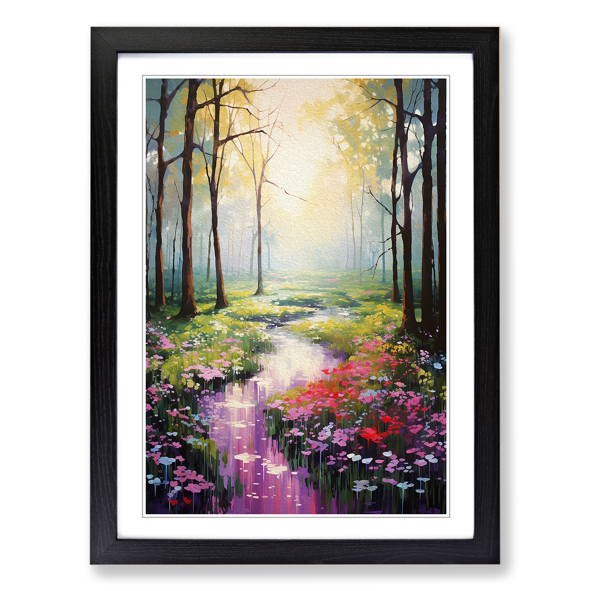 Quadro poster stampa arte parete tela incorniciato impressionismo impressionismo foresta primaverile - Foto 5 di 8