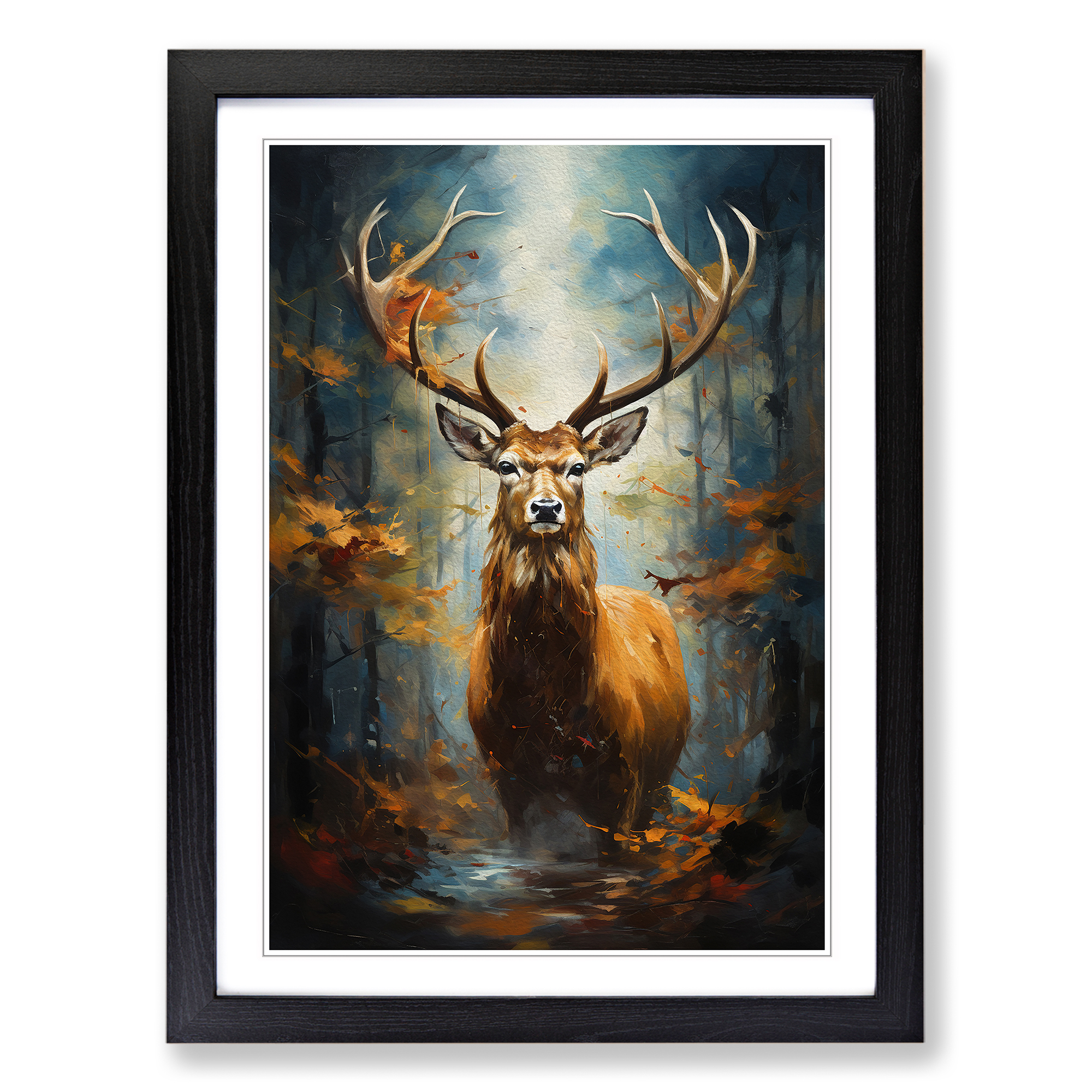 Stag Expressionism No.2 Framed Canvas Wall Art Print Poster Picture, Home Decor - Picture 5 of 8