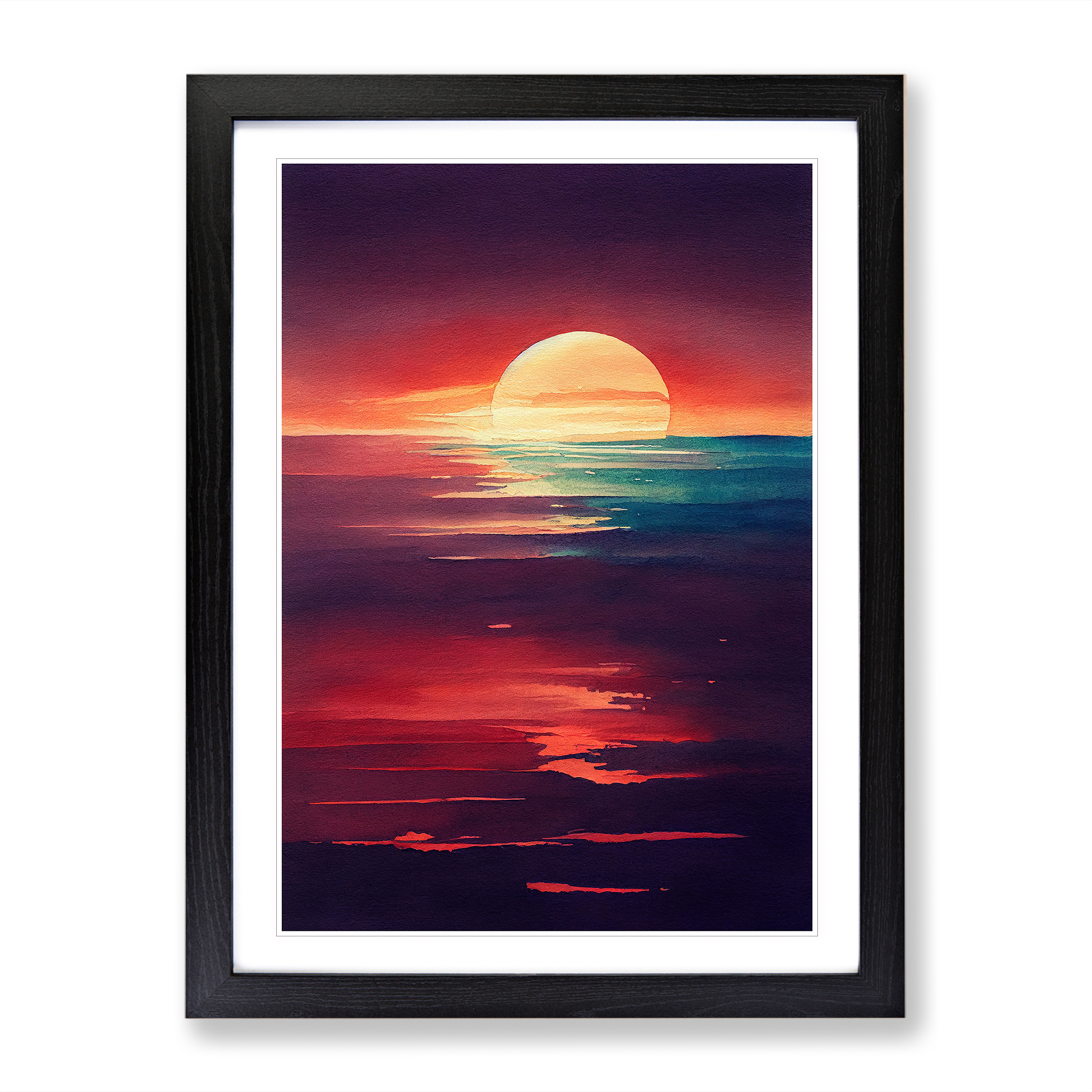 Sunset Art No.7 Framed Canvas Wall Art Print Poster Picture, Home Decor - Picture 5 of 8