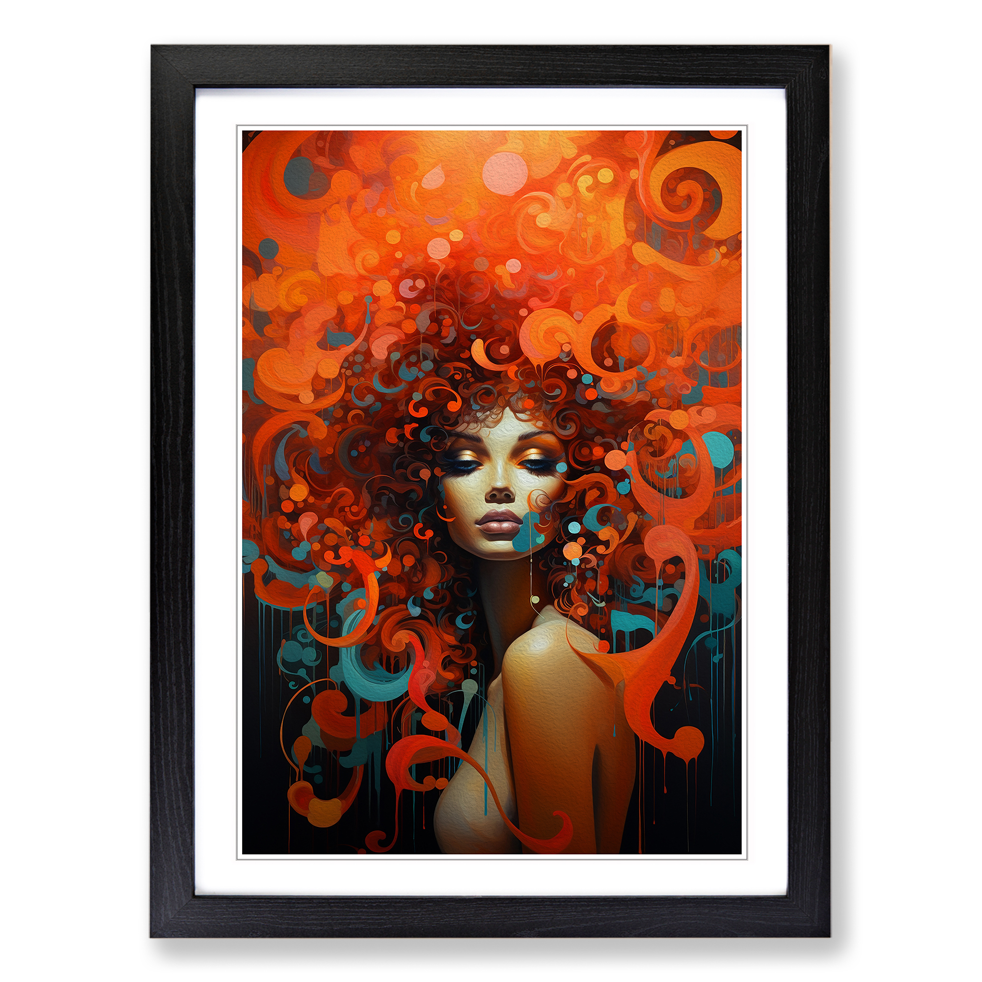 Woman with Curls Abstract Framed Canvas Wall Art Print Poster Picture - Picture 5 of 8