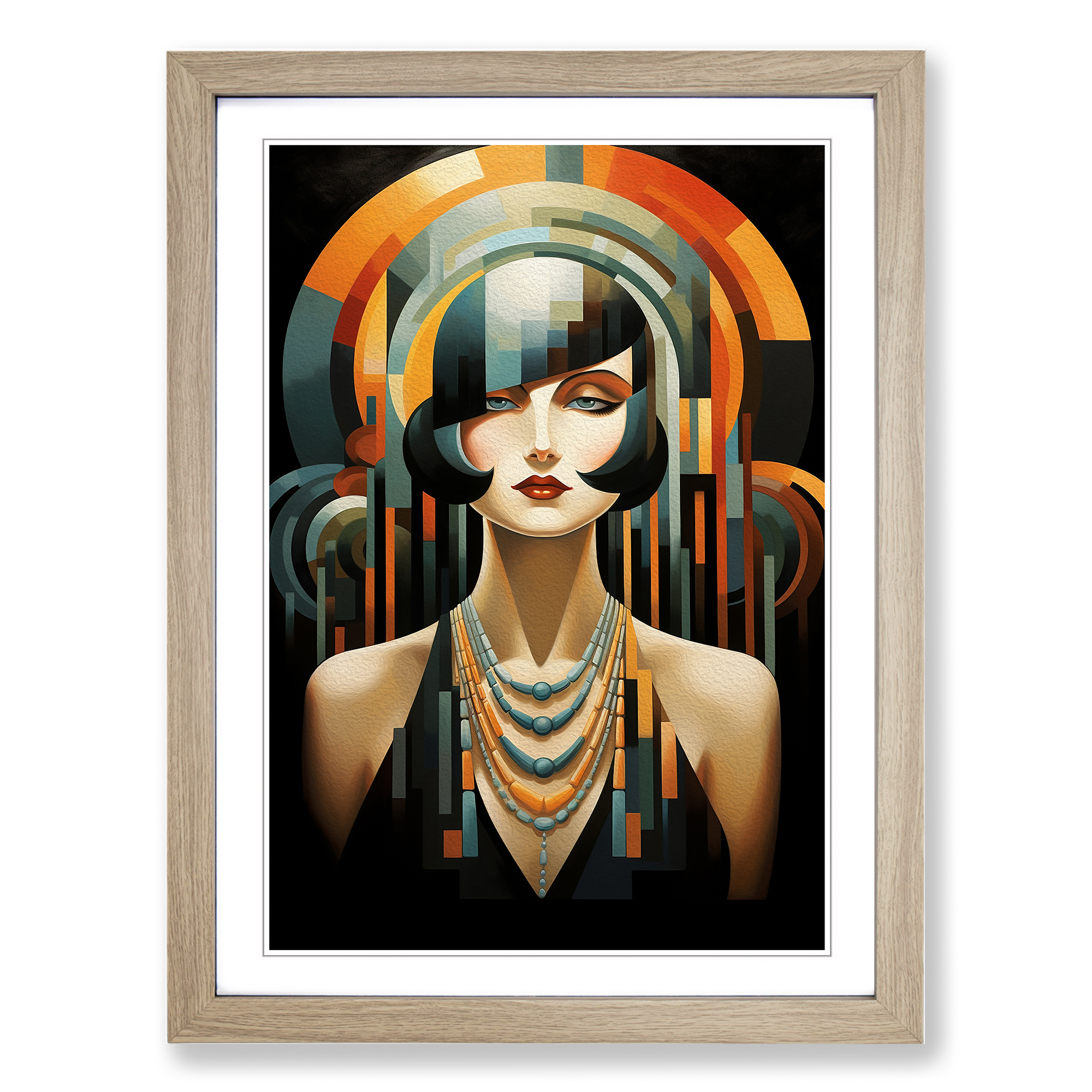 Art Deco Frau Informel Wandbild Kunstdruck gerahmt Leinwand Bild Poster Deko - Bild 6 von 8