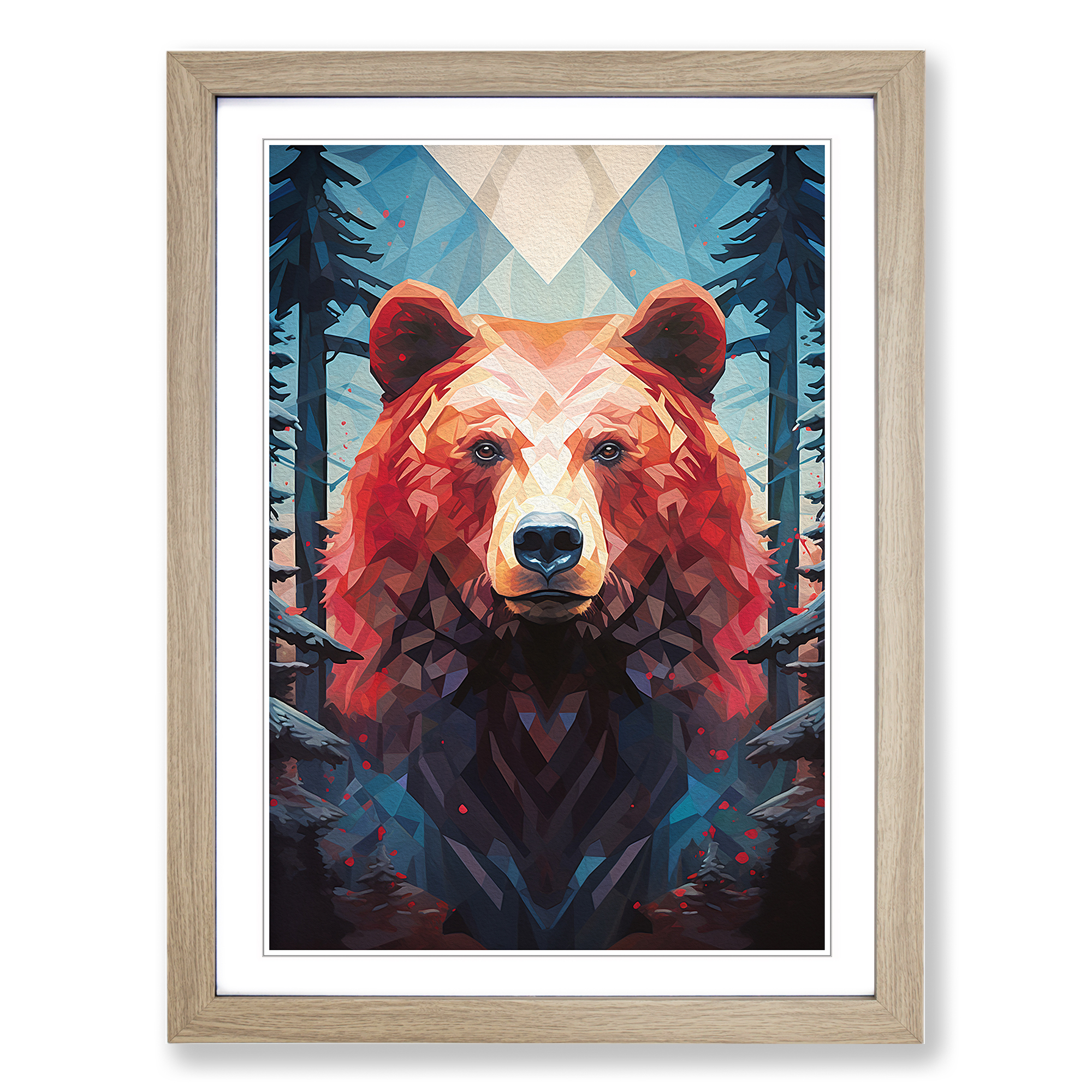 Bear Geometric No.2 Framed Canvas Wall Art Print Poster Picture, Home Decor - Picture 6 of 8
