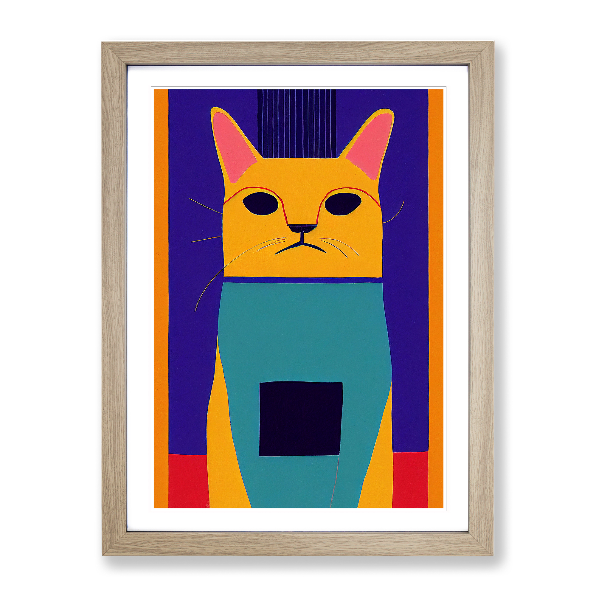 Cat In Abstract No.4 Framed Canvas Wall Art Print Poster Picture, Home Decor - Picture 6 of 8