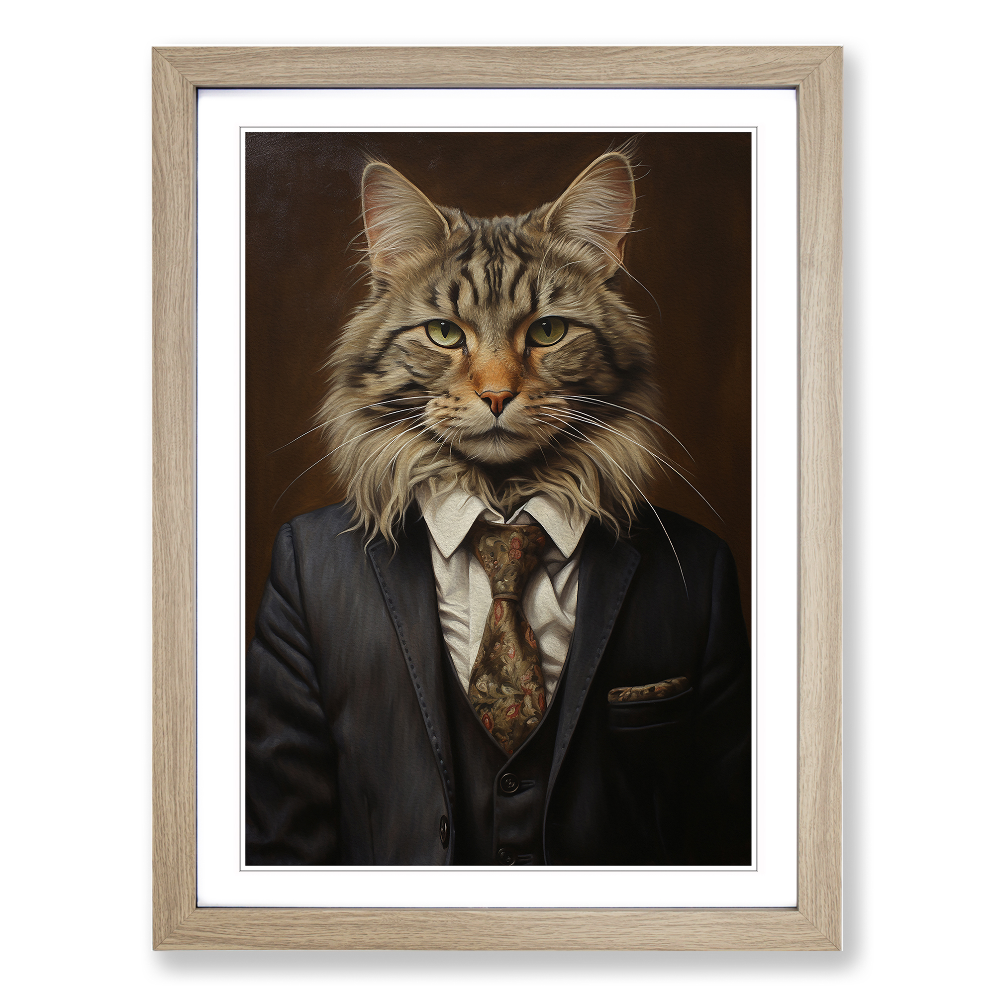 Cat In A Suit Wall Art Print Framed Canvas Picture Poster Decor Living Room