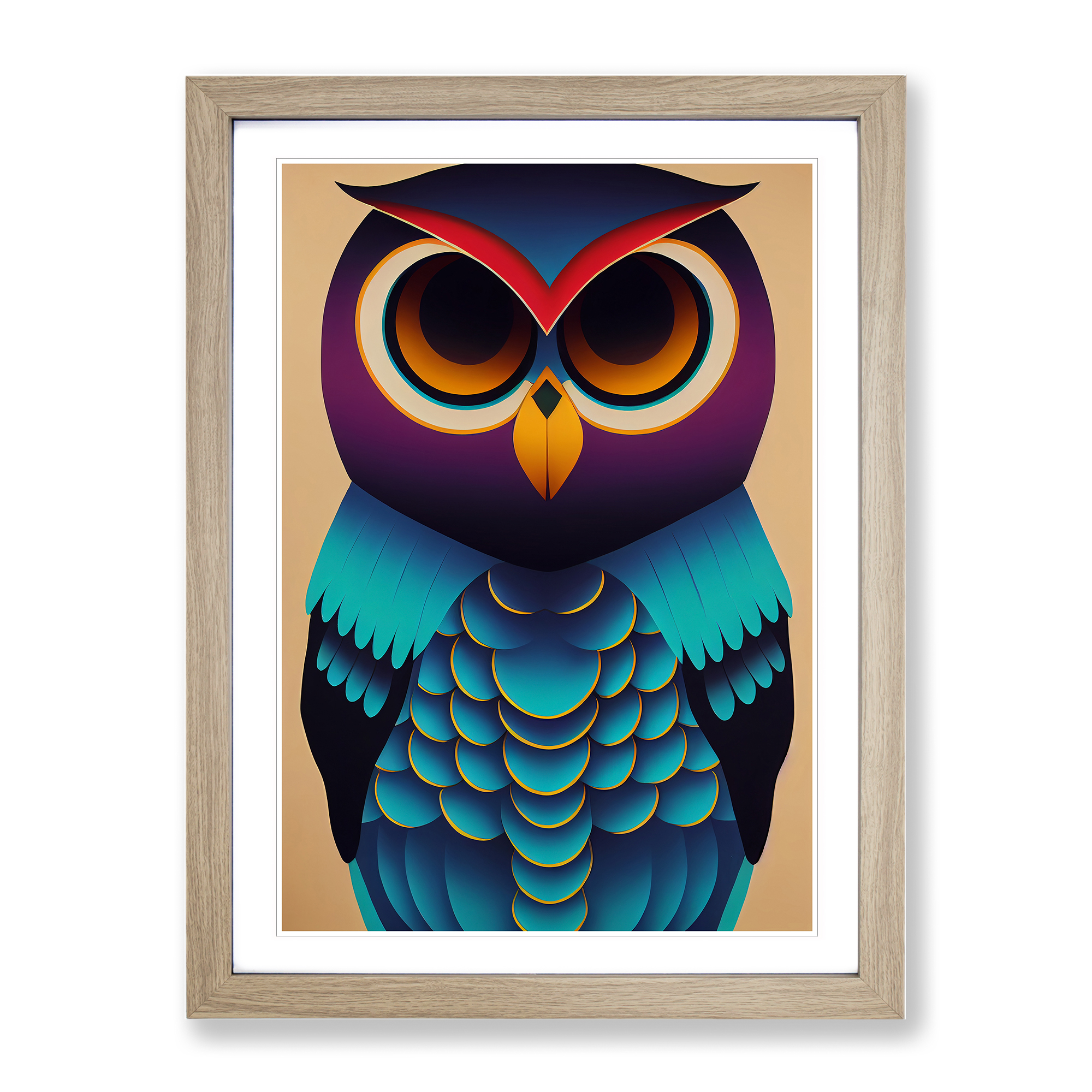 Colourful Owl Art No.5 Abstract Wall Art Print Framed Canvas Picture Poster