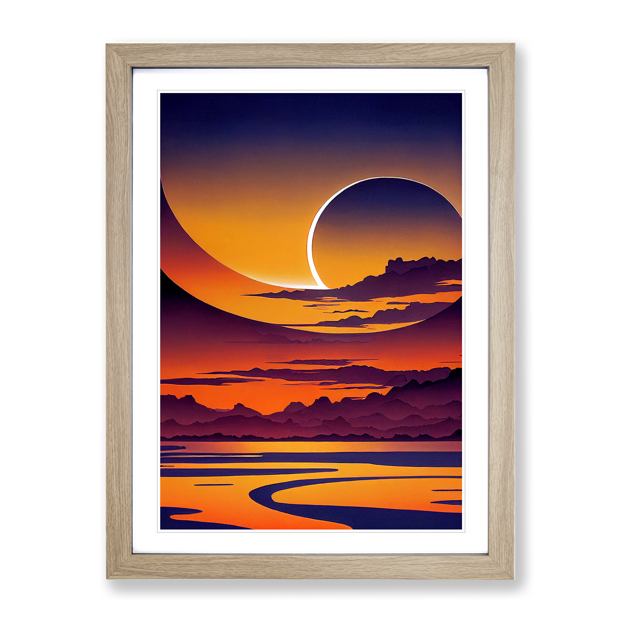 Contoured Abstract Sunset Framed Canvas Wall Art Print Poster Picture - Picture 6 of 8