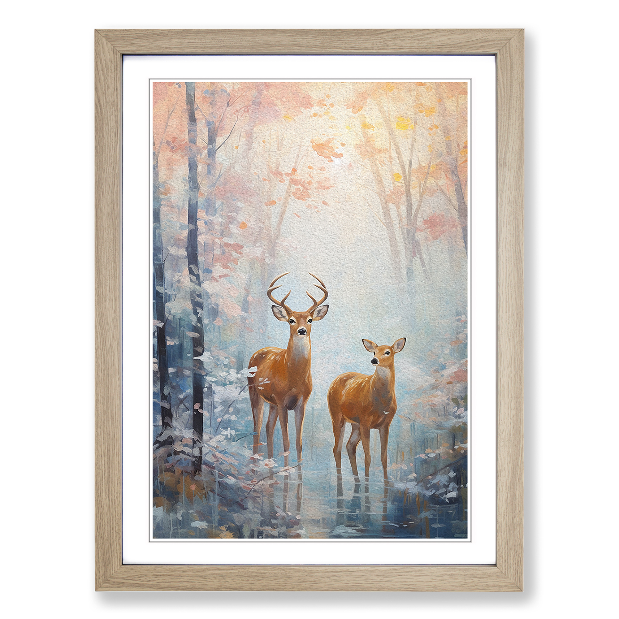 Deer Impressionism No.2 Framed Canvas Wall Art Print Poster Picture, Home Decor - Picture 6 of 8