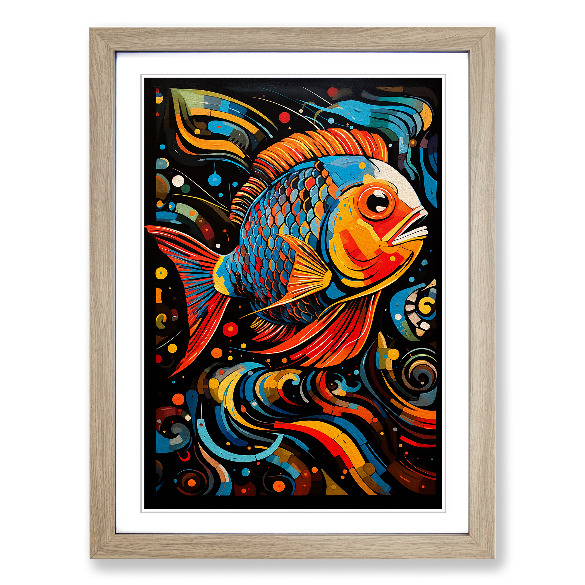 Fisch Abstrakt Gerahmt Leinwand Wandbild Kunstdruck Poster Bild, Wohndeko - Bild 6 von 8