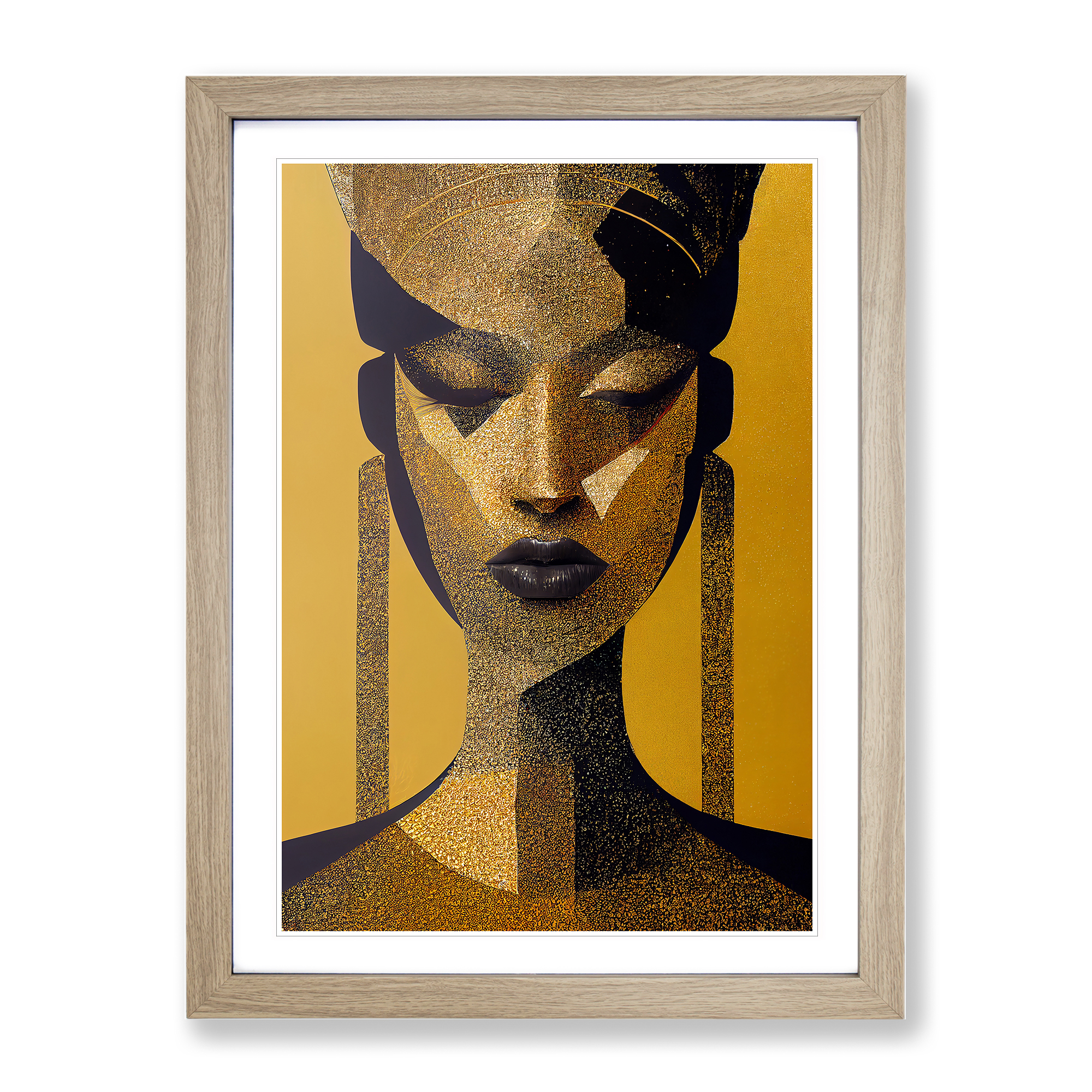 Goldene abstrakte Frau Wandbild Kunstdruck gerahmte Leinwand Bild Poster Deko - Bild 6 von 8