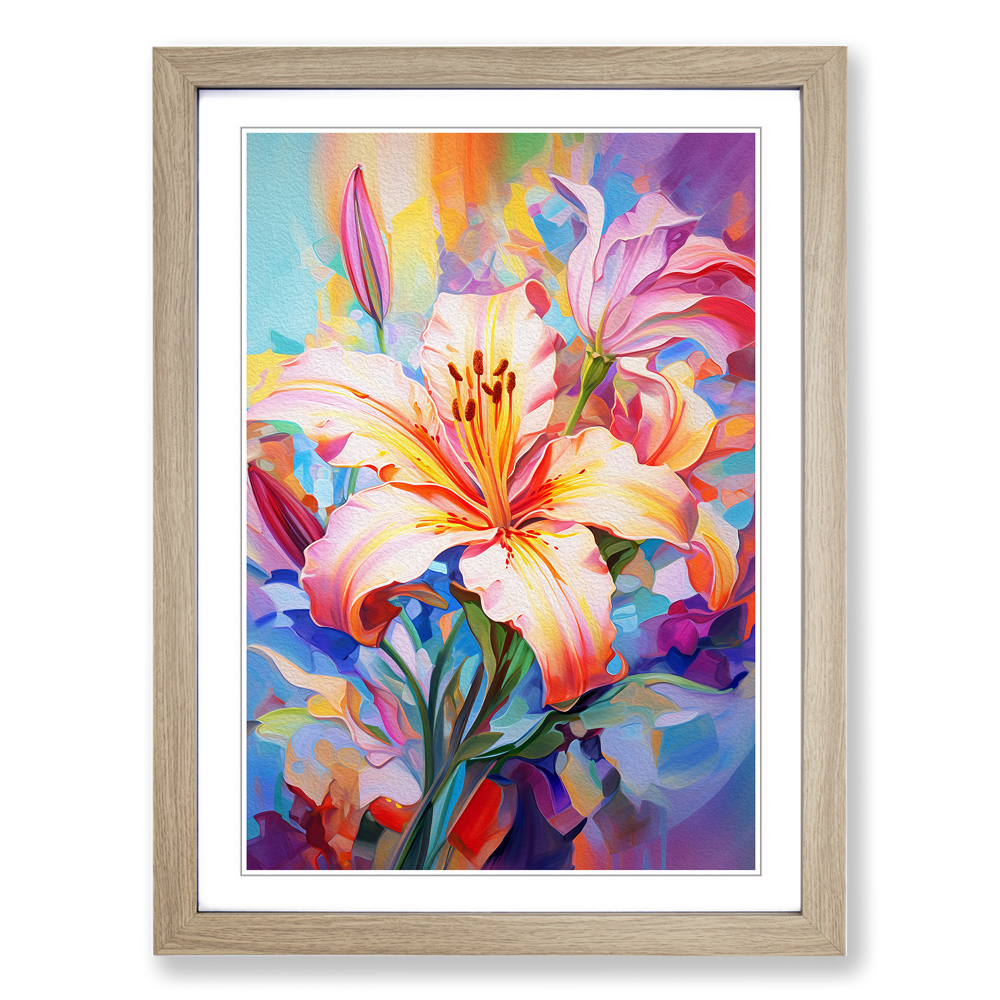 Lily Flower Abstract Wall Art Print Framed Canvas Picture Poster Decor